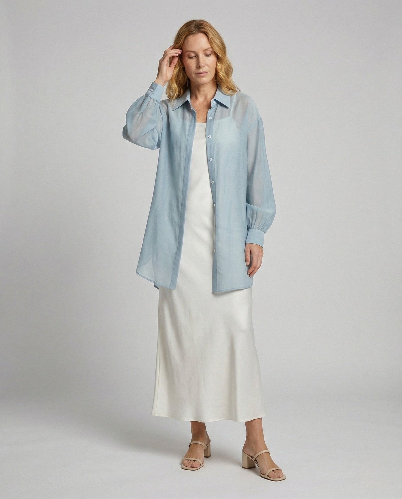 Ladies Oversize Shirt Blouse with Cut Out Back - Chichicherry