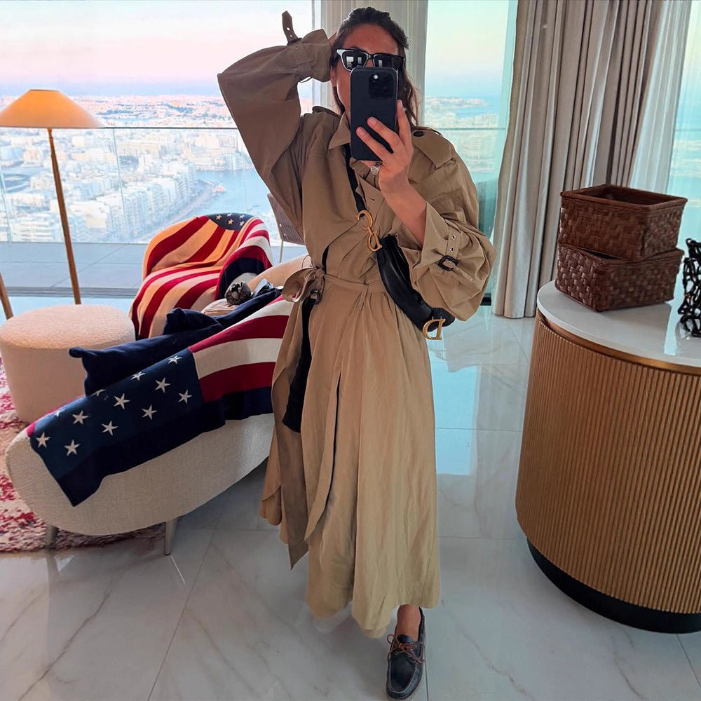 Ladies Oversize Trench Coat with voluminous balloon sleeves, drawstring and removable hood Chichicherry - Chichicherry