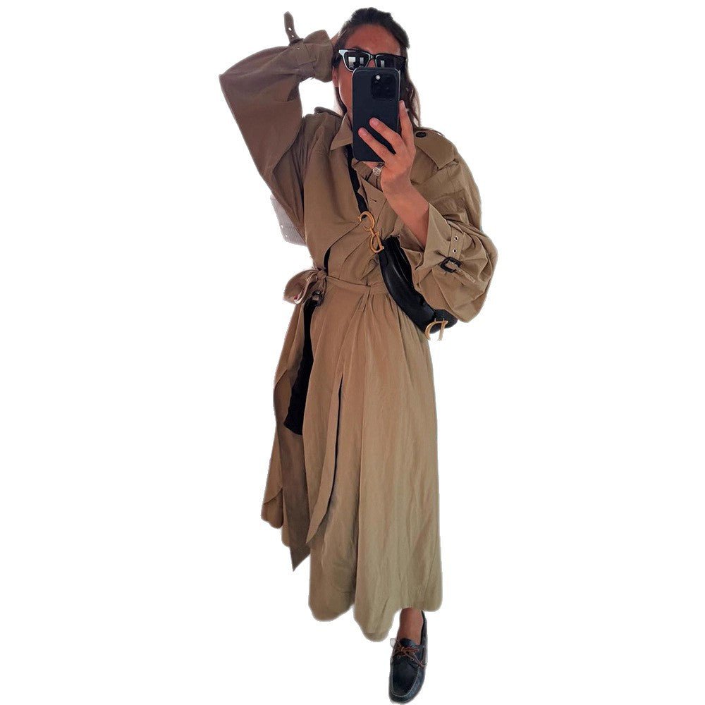 Ladies Oversize Trench Coat with voluminous balloon sleeves, drawstring and removable hood Chichicherry - Chichicherry
