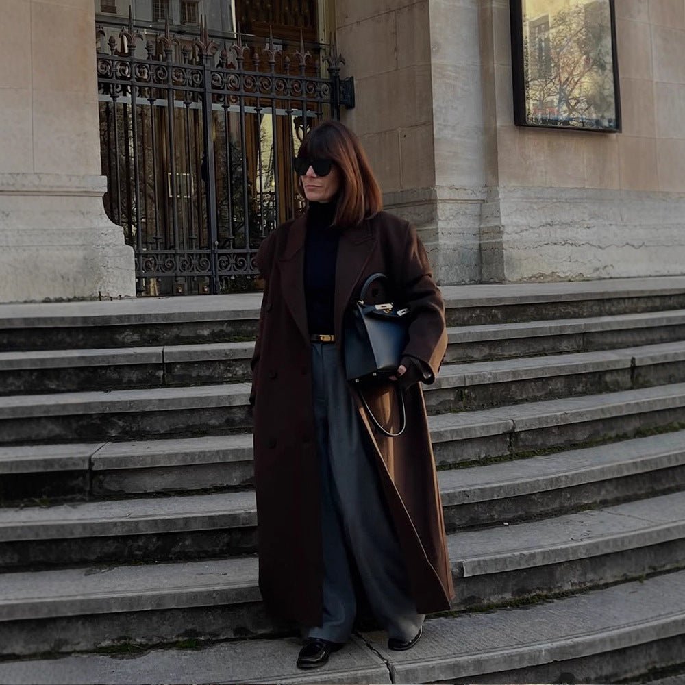 Ladies Oversize Wool Blend Coat with Extended Cocoon Cut and Double Breasted Chichicherry - Chichicherry