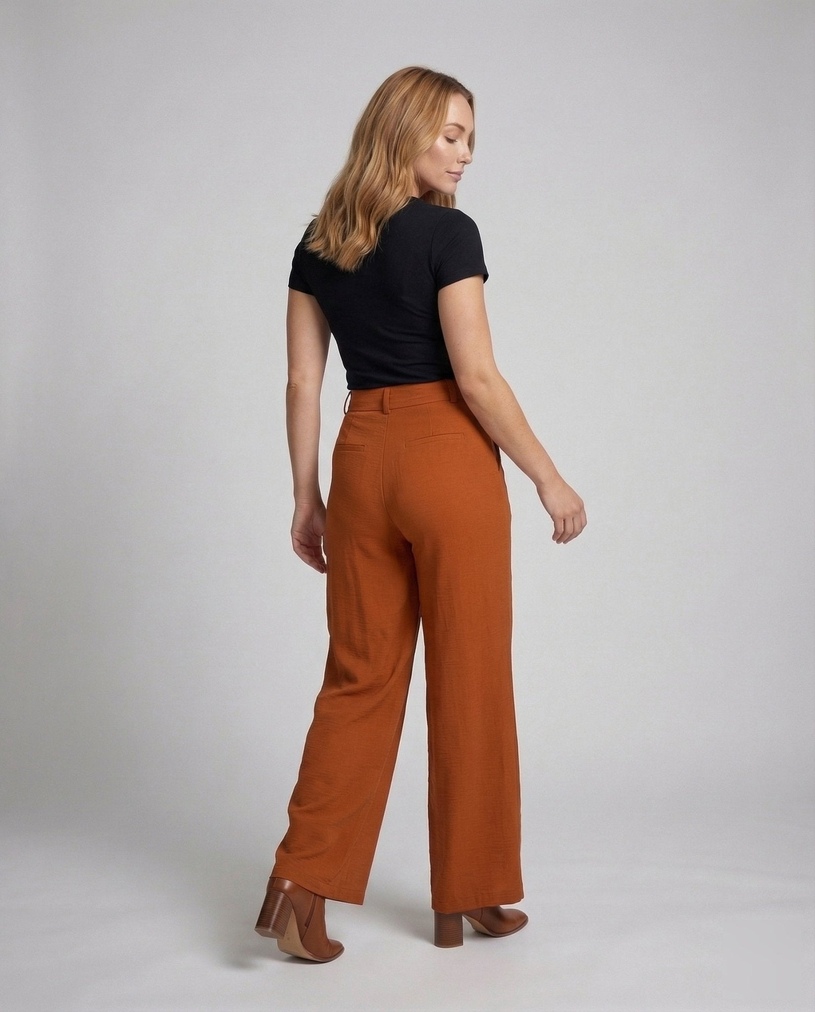 Ladies Palazzo Pants High Waist Pleat - Chichicherry