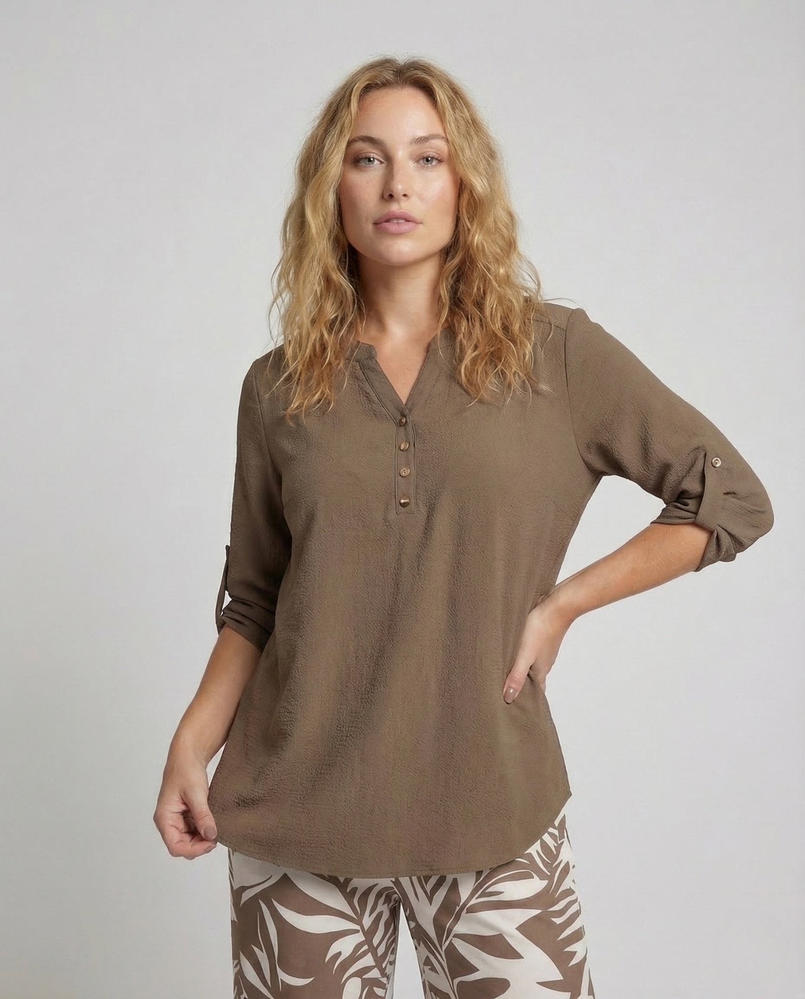 Ladies Palazzo Set Leaf Print Viscose Blouse - Chichicherry
