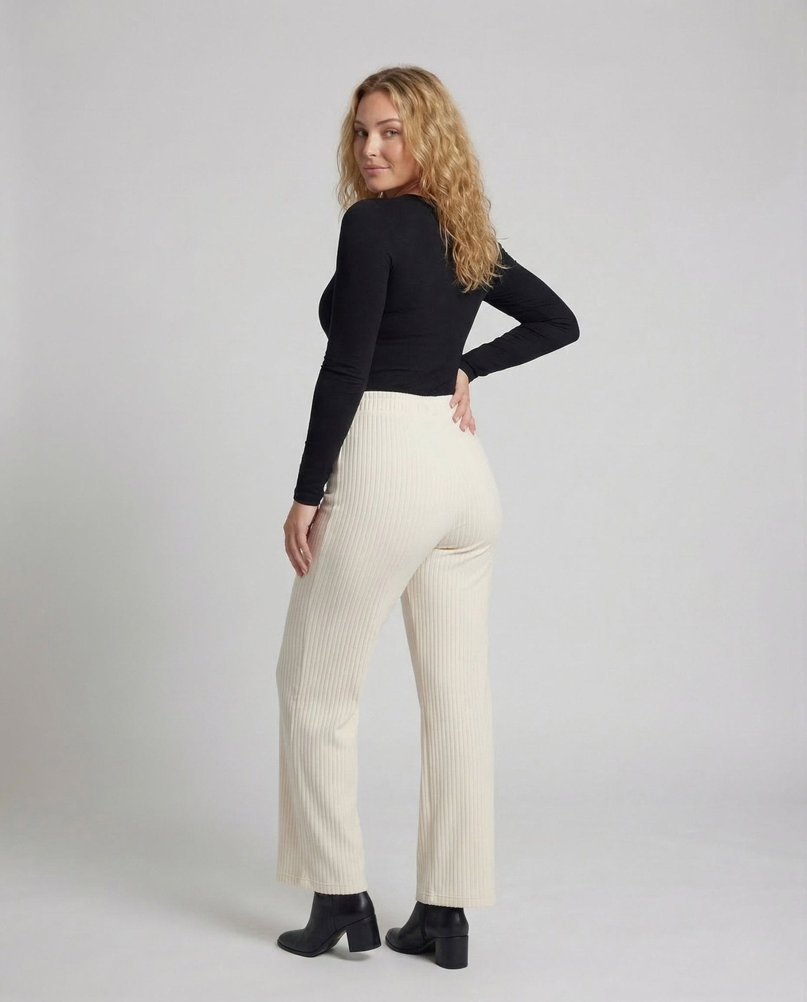 Ladies Relax Pants Ribbed Jersey Elastic Waistband - Chichicherry