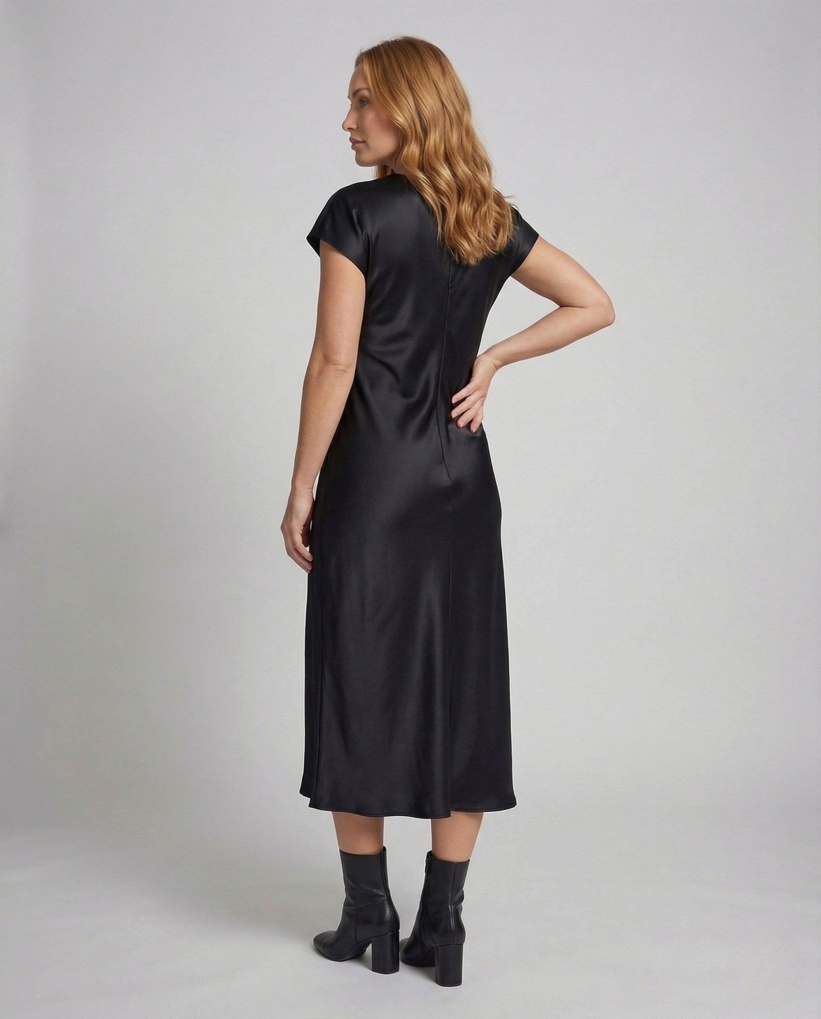 Ladies Satin Maxi Dress A Line - Chichicherry