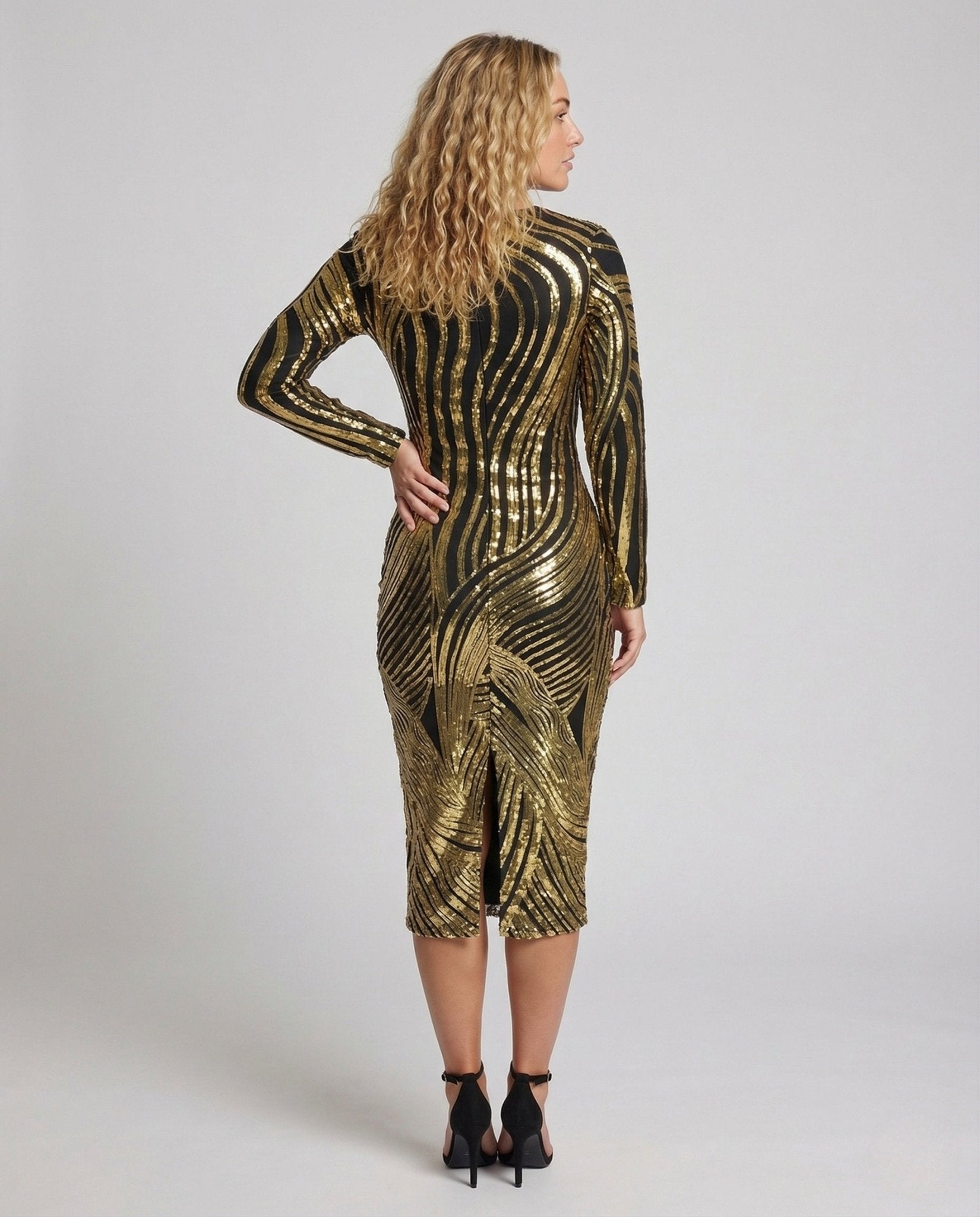 Ladies Sequin Dress V Neck - Chichicherry