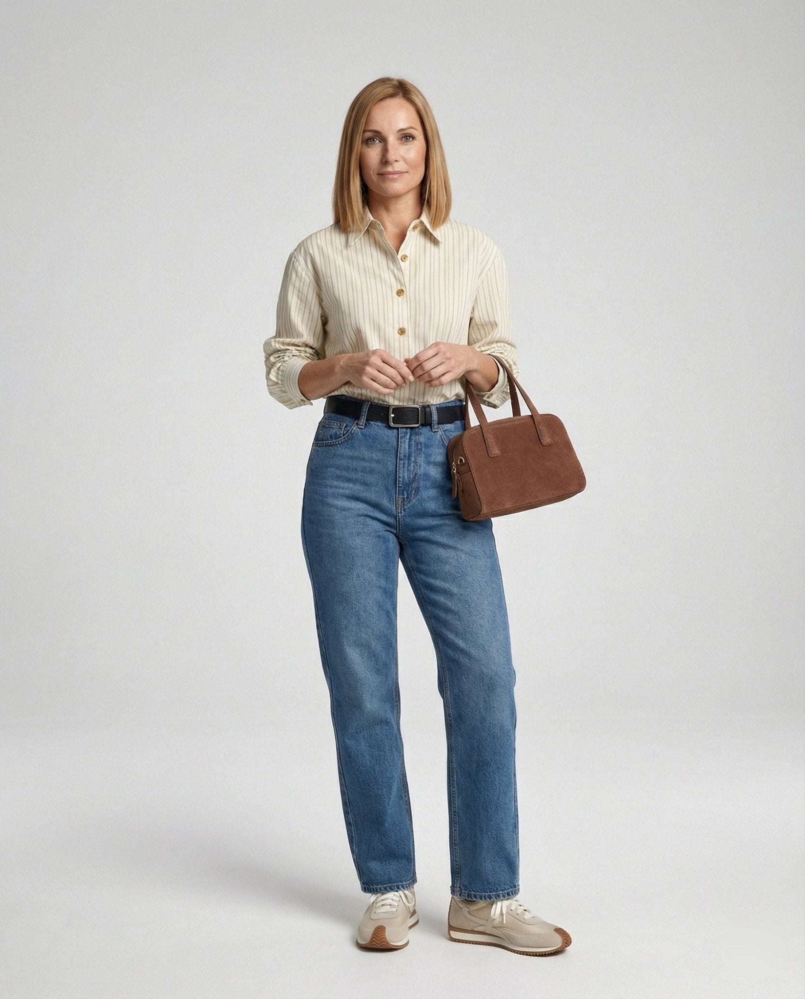 Ladies shirt blouse with fine stripes - Chichicherry