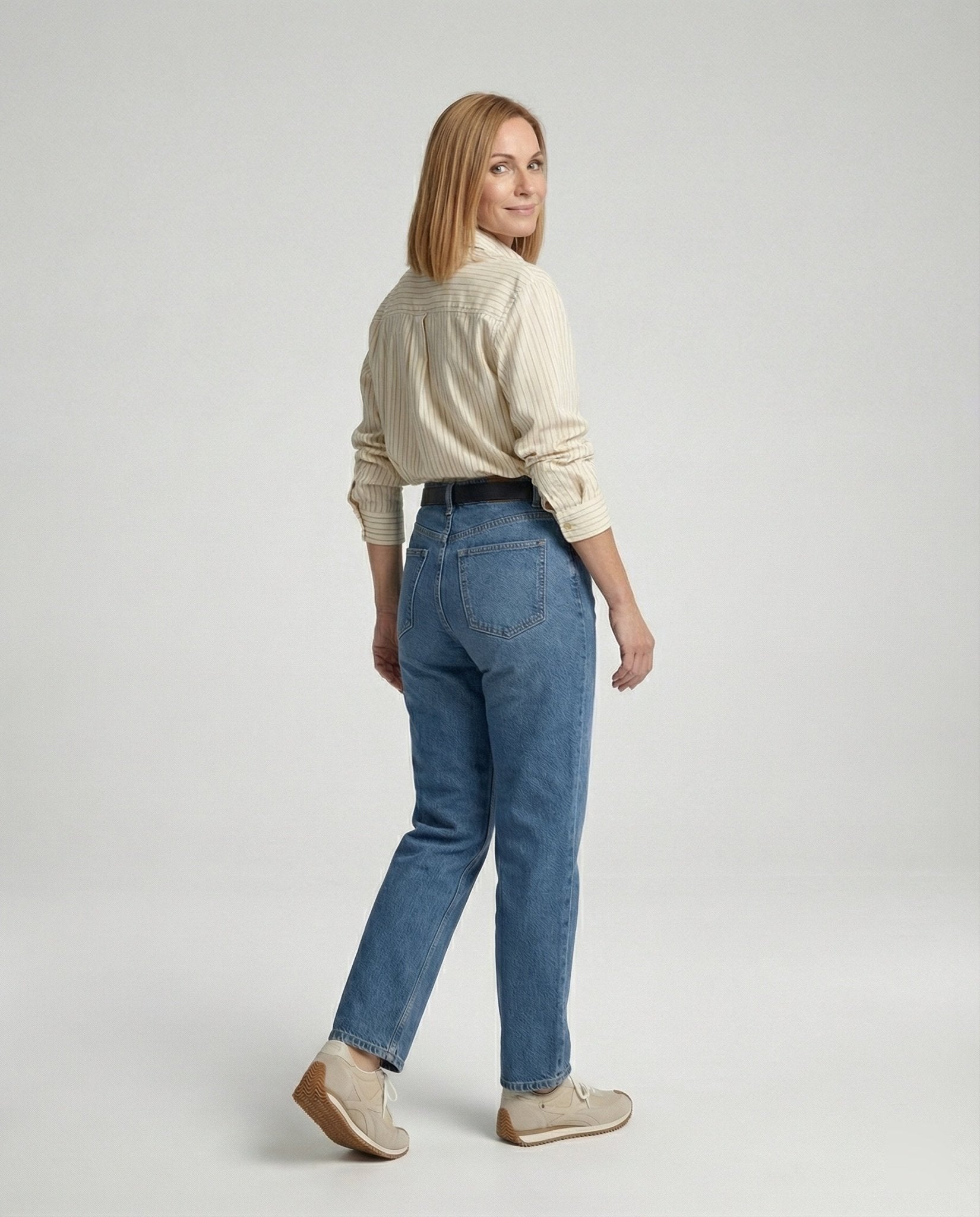 Ladies shirt blouse with fine stripes - Chichicherry