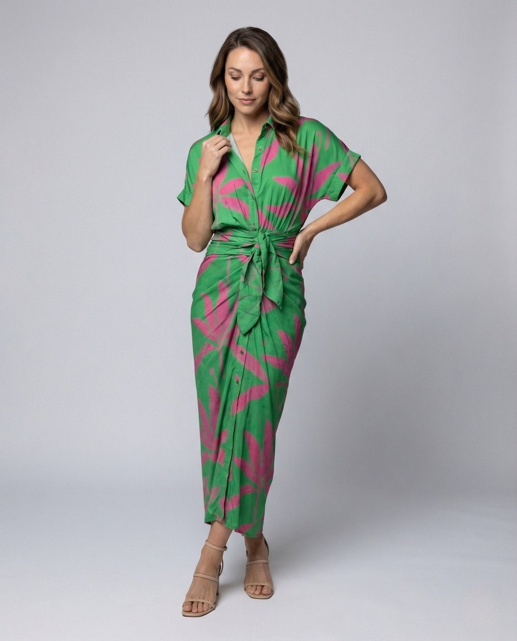 Ladies' shirt dress with waist gathering - Chichicherry