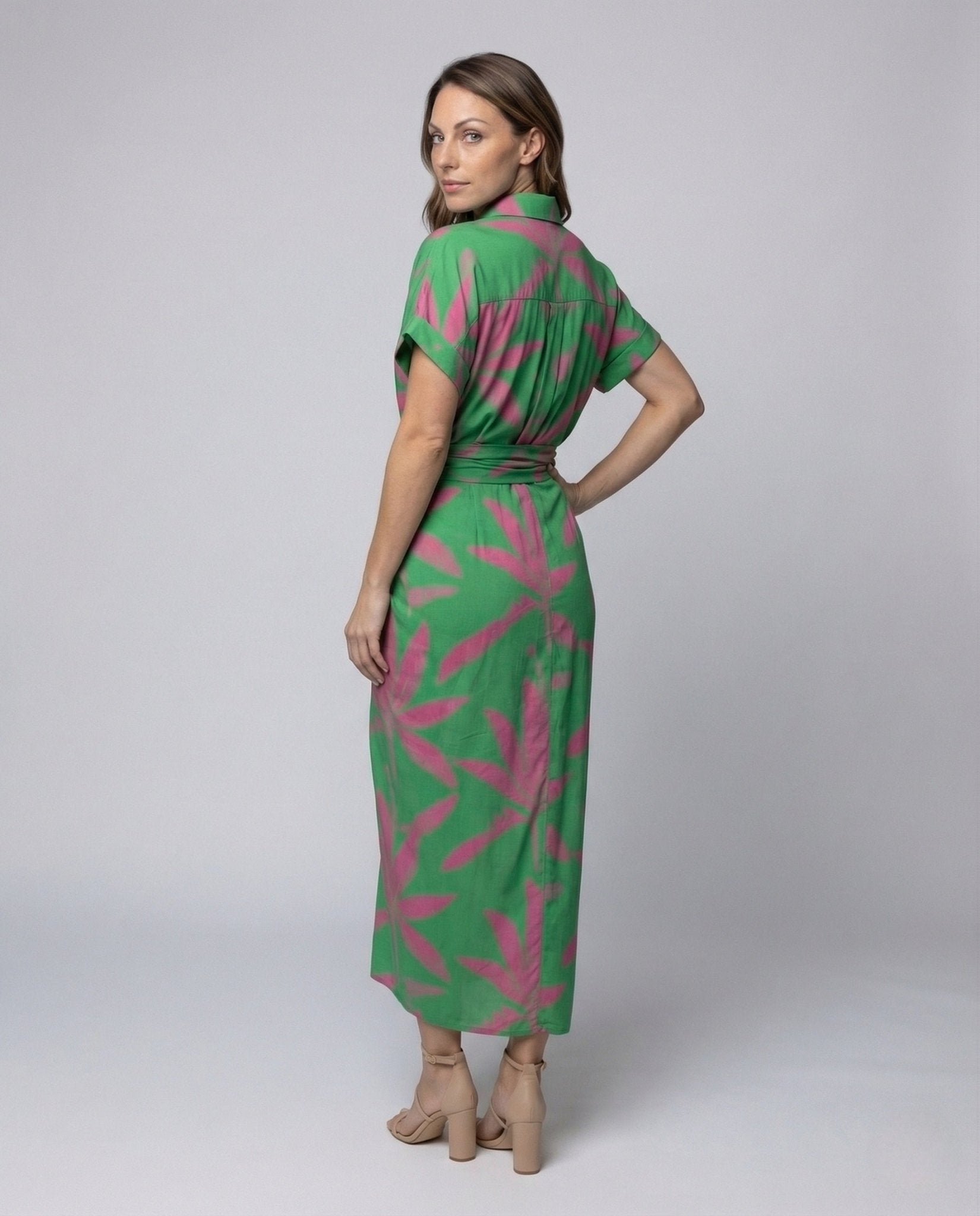 Ladies' shirt dress with waist gathering - Chichicherry