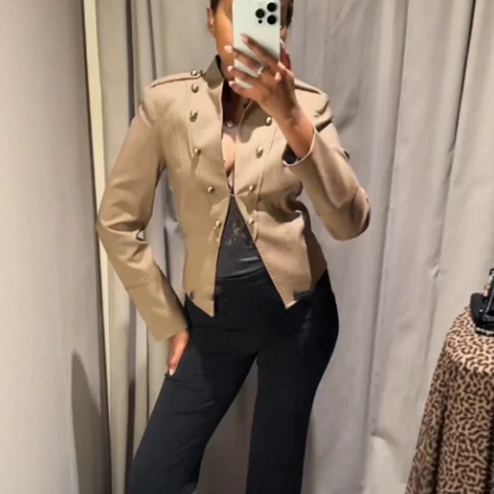 Ladies short blazer in military style with double-breasted decorative buttons Chichicherry - Chichicherry