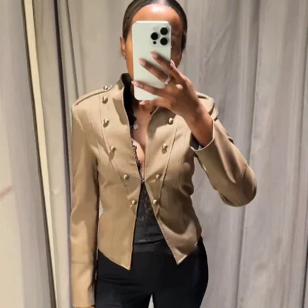 Ladies short blazer in military style with double-breasted decorative buttons Chichicherry - Chichicherry