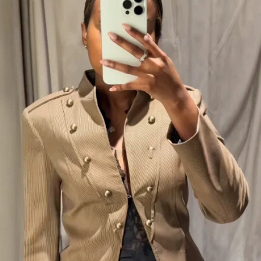 Ladies short blazer in military style with double-breasted decorative buttons Chichicherry - Chichicherry