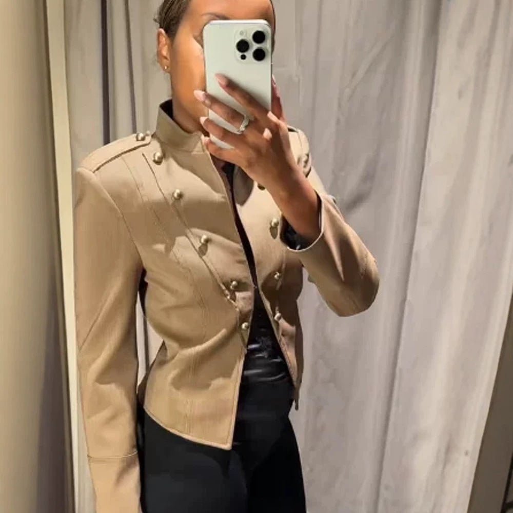 Ladies short blazer in military style with double-breasted decorative buttons Chichicherry - Chichicherry