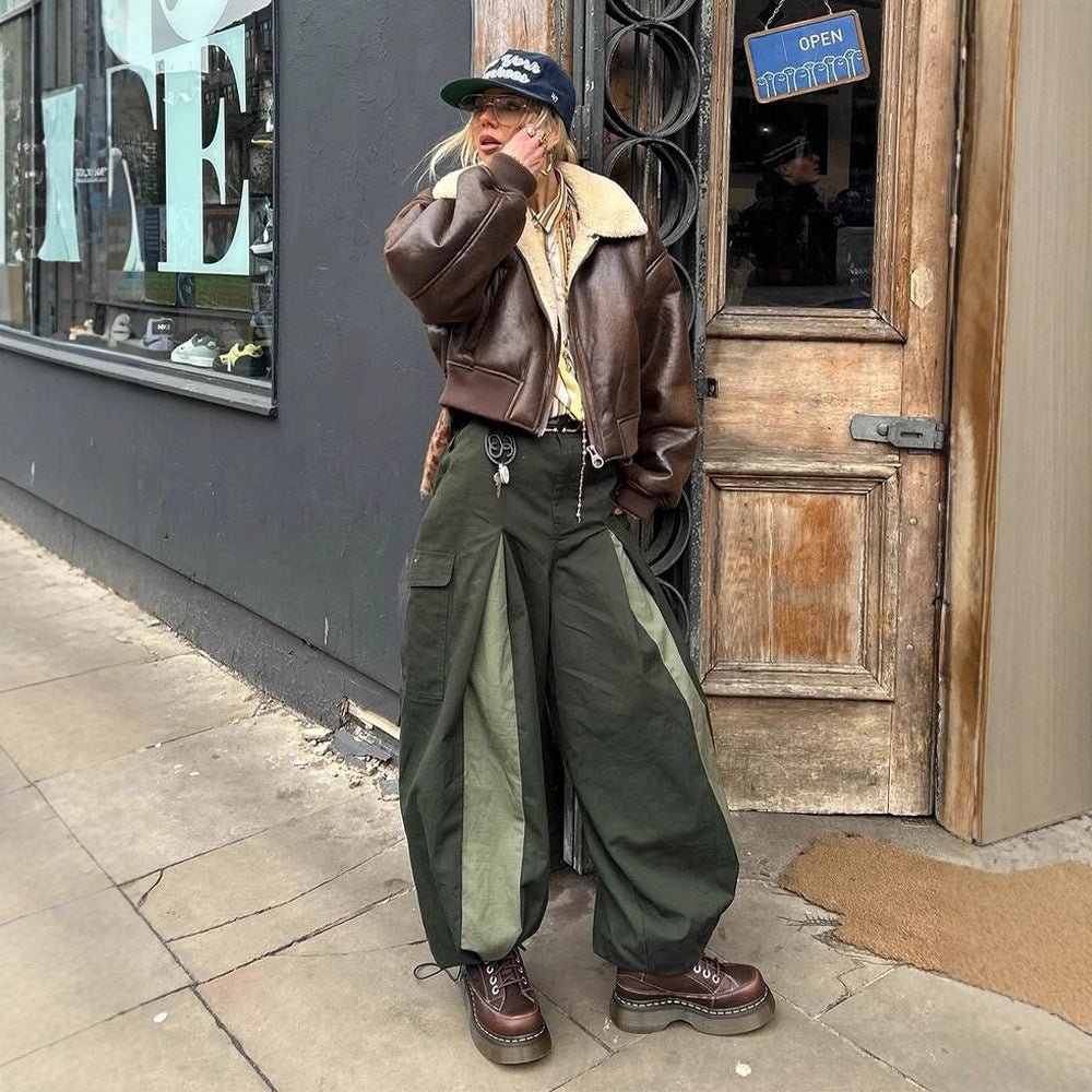 Ladies short cut pilot jacket with teddy lining and oversized sleeves Chichicherry - Chichicherry