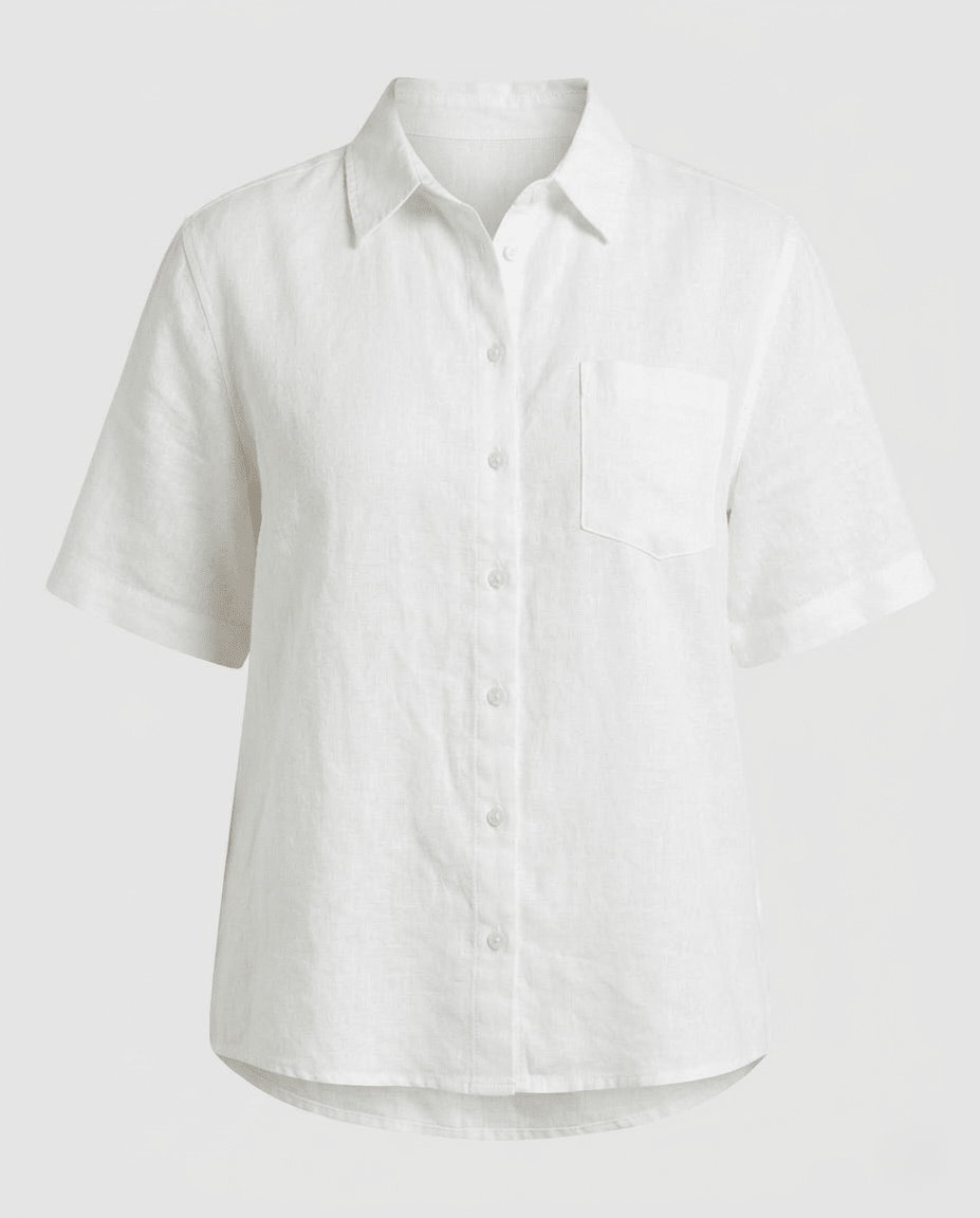 Ladies Short Sleeve Shirt Blouse made of Cotton Blend - Chichicherry