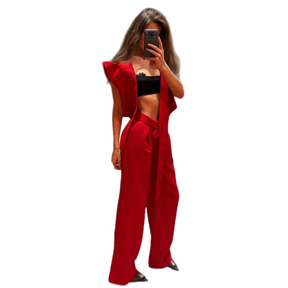 Ladies Sleeveless Longline Vest with Shoulder-Emphasizing Silhouette Chichicherry - Chichicherry