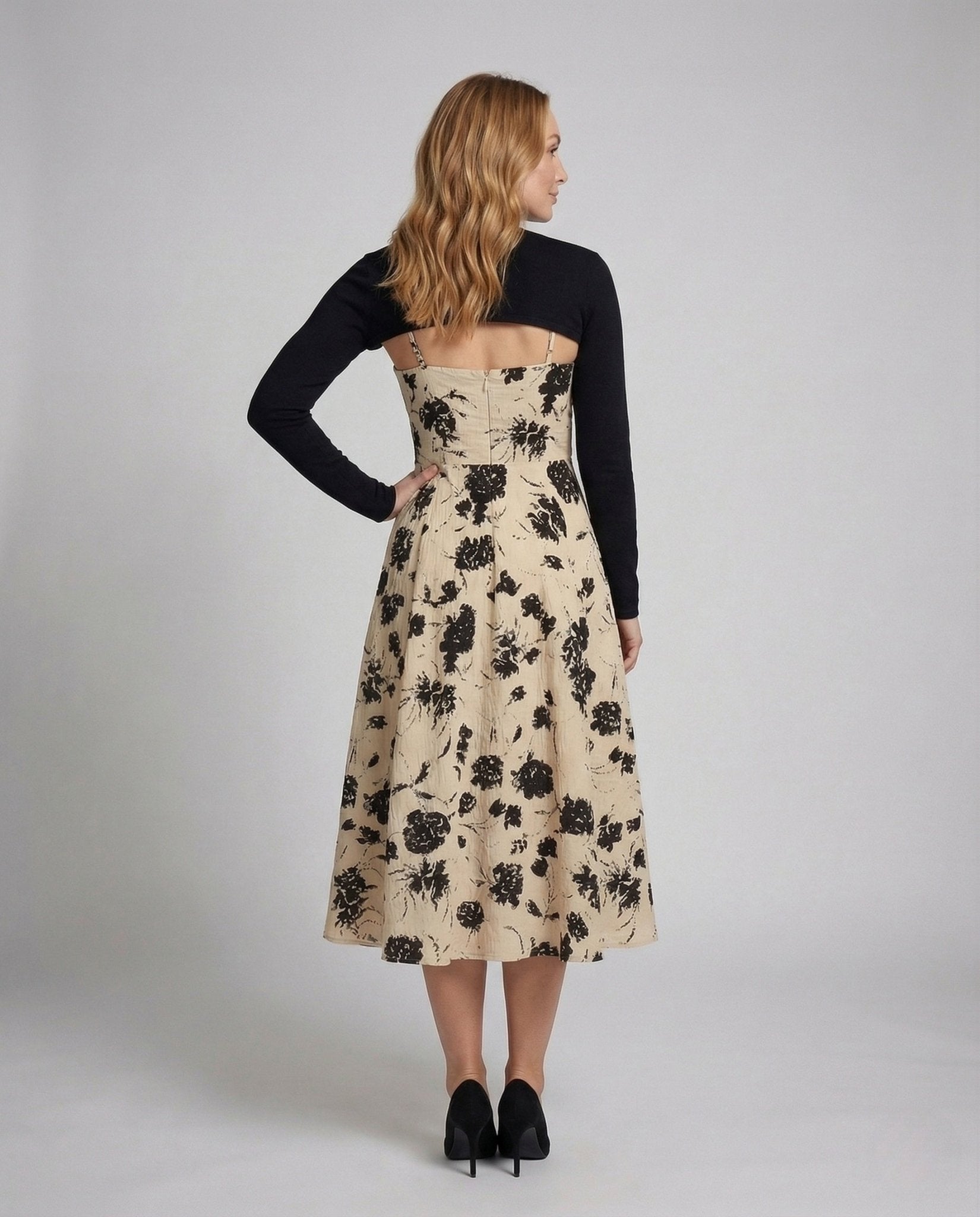 Ladies Velvet Maxi Dress with Pleated Skirt - Chichicherry