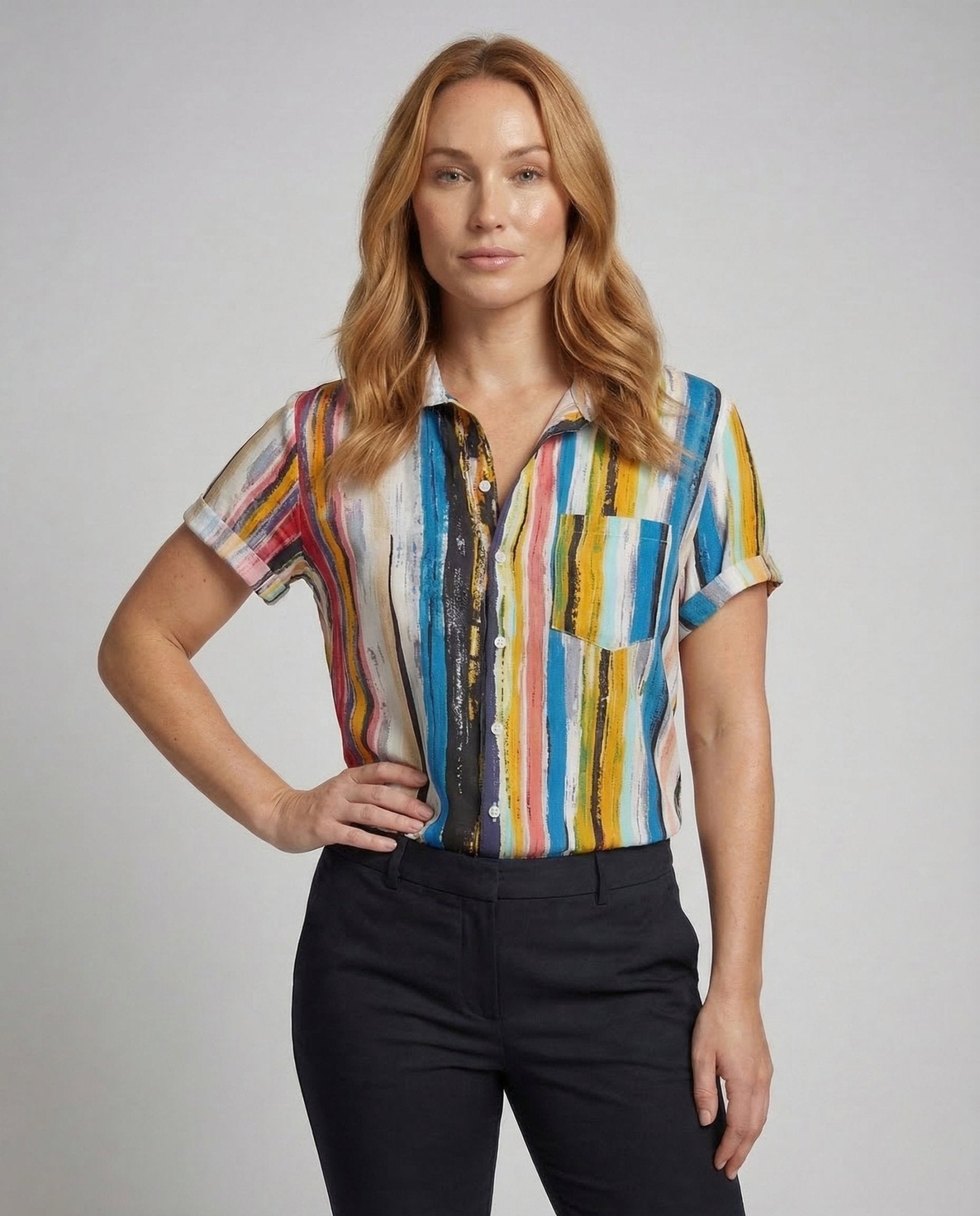 Ladies Viscose Blouse Pattern Breast Pocket - Chichicherry