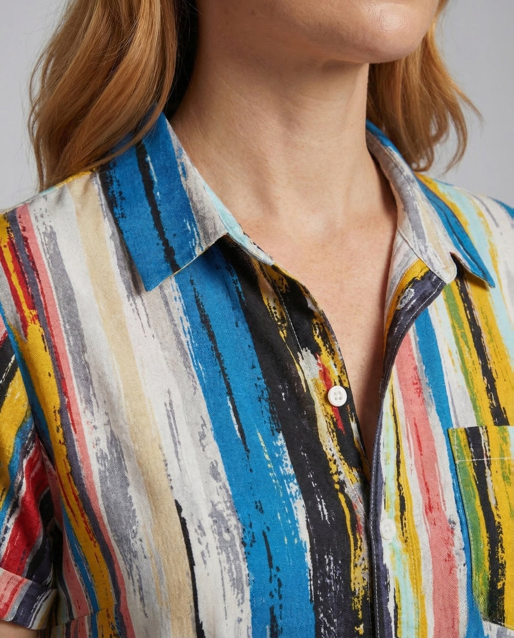 Ladies Viscose Blouse Pattern Breast Pocket - Chichicherry