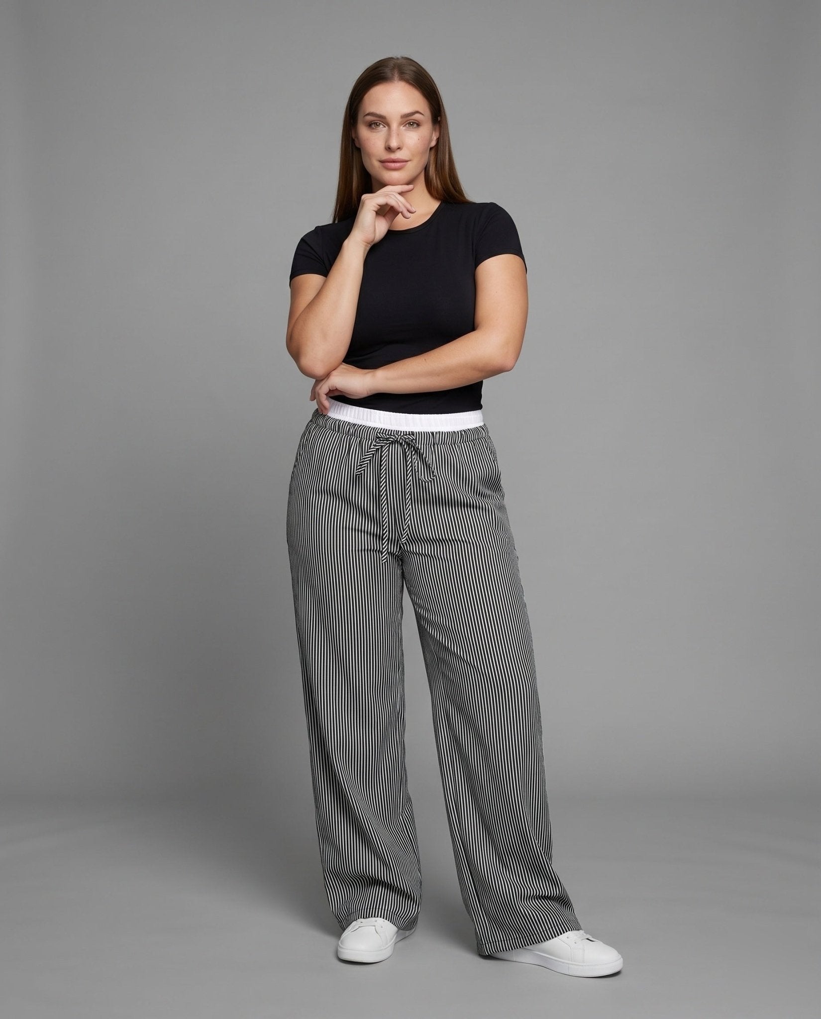 Ladies wide striped leisure pants - Chichicherry