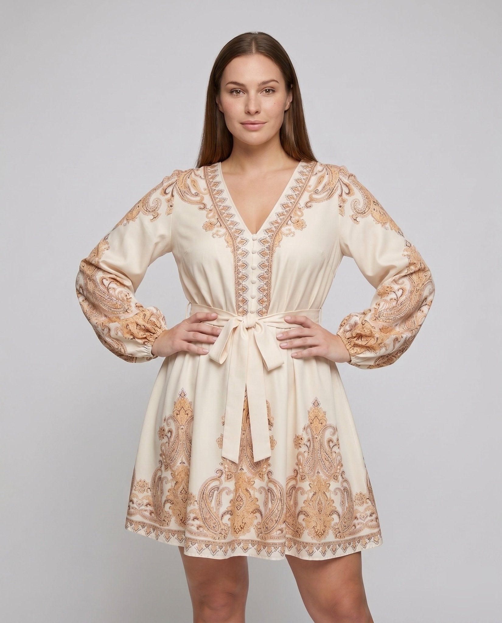 Ladies wrap dress with floral print and elegant belt - Chichicherry