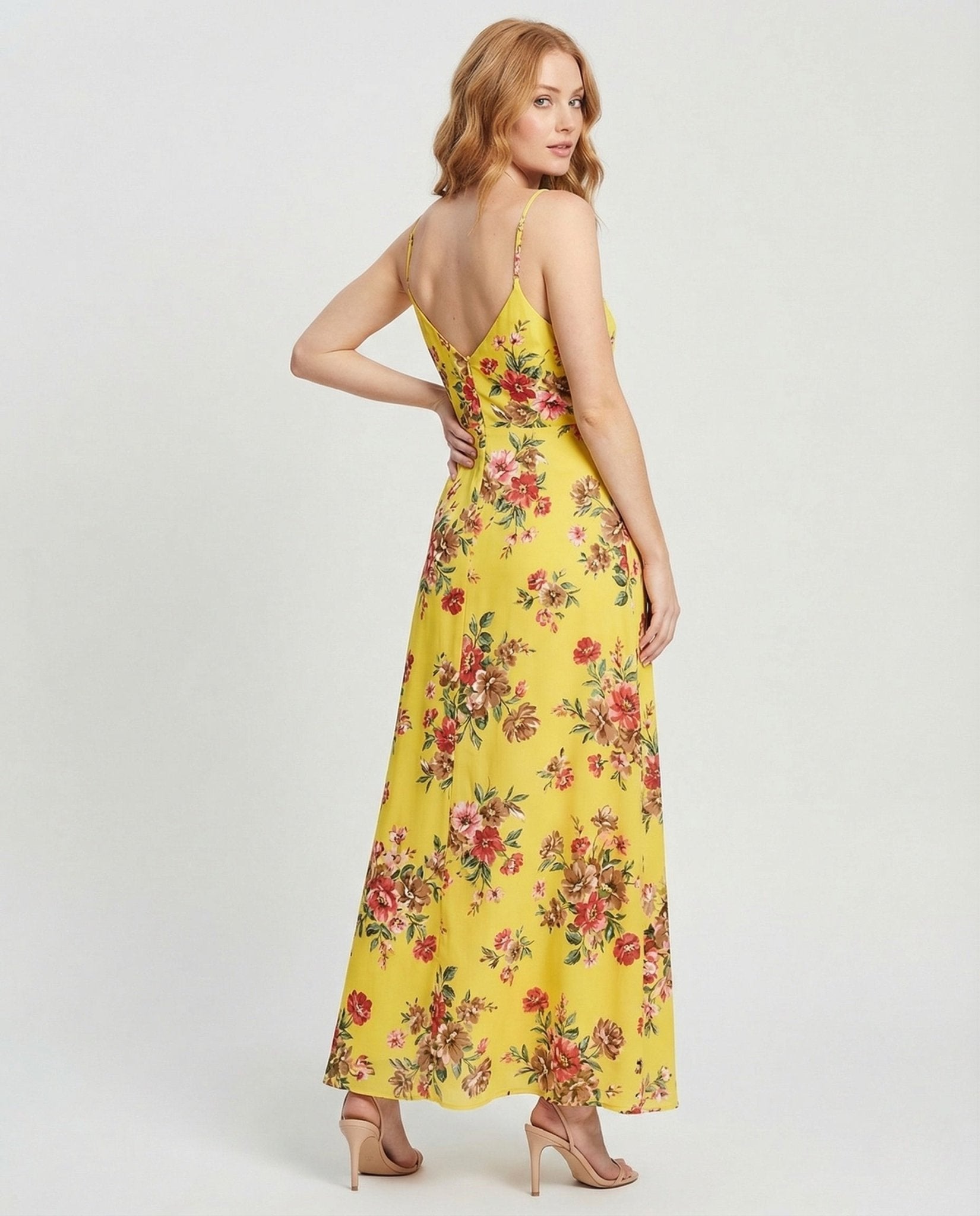 Ladies Wrap Maxi Dress with Spaghetti Straps - Chichicherry