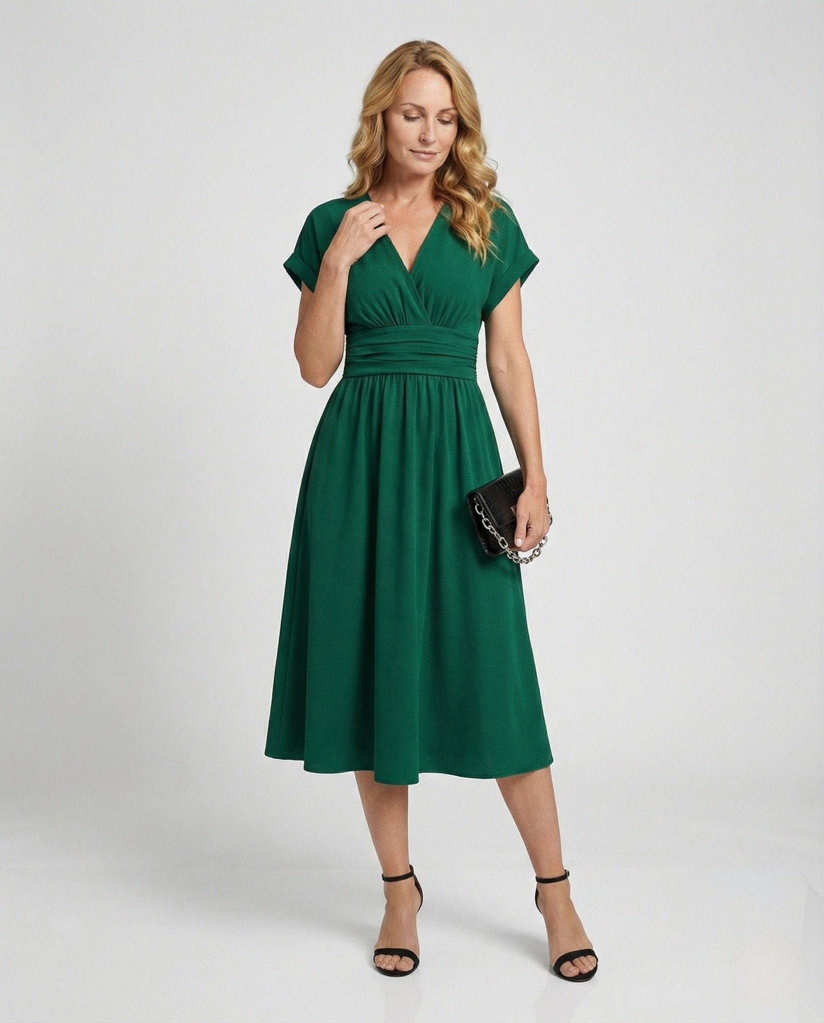 Leisure dress women midi dress V-neck - Chichicherry