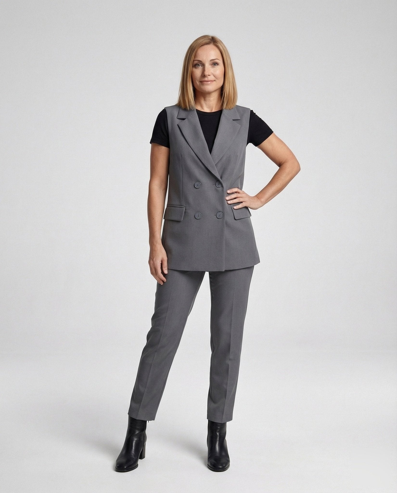 Long vest double-breasted suit style women's - Chichicherry