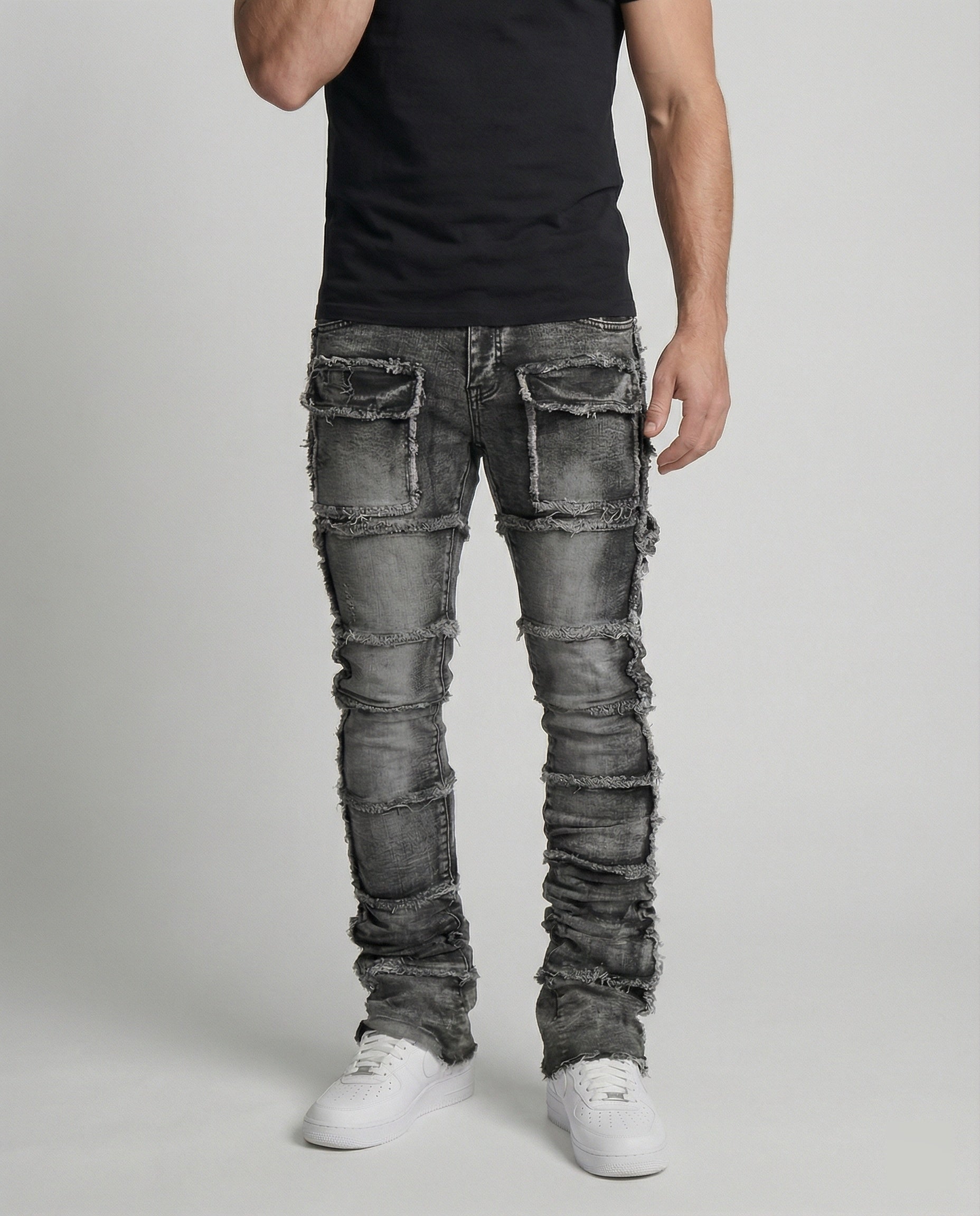 Men's Slim Fit Jeans with Cargo Pockets