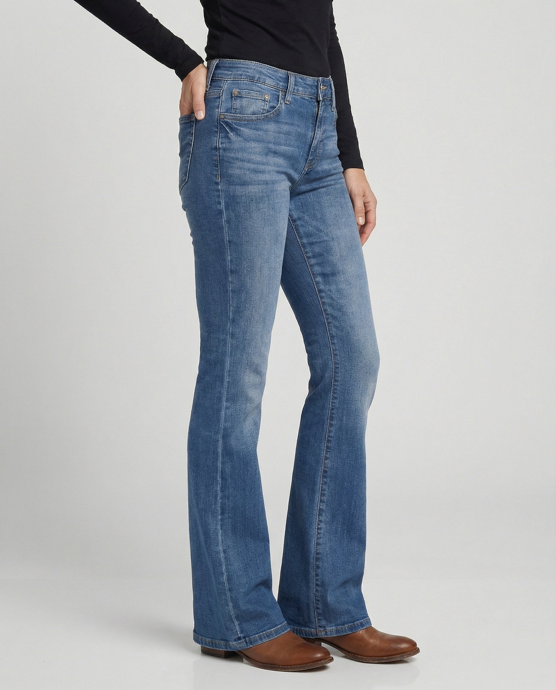Women High Waist Jeans flared with Stretch