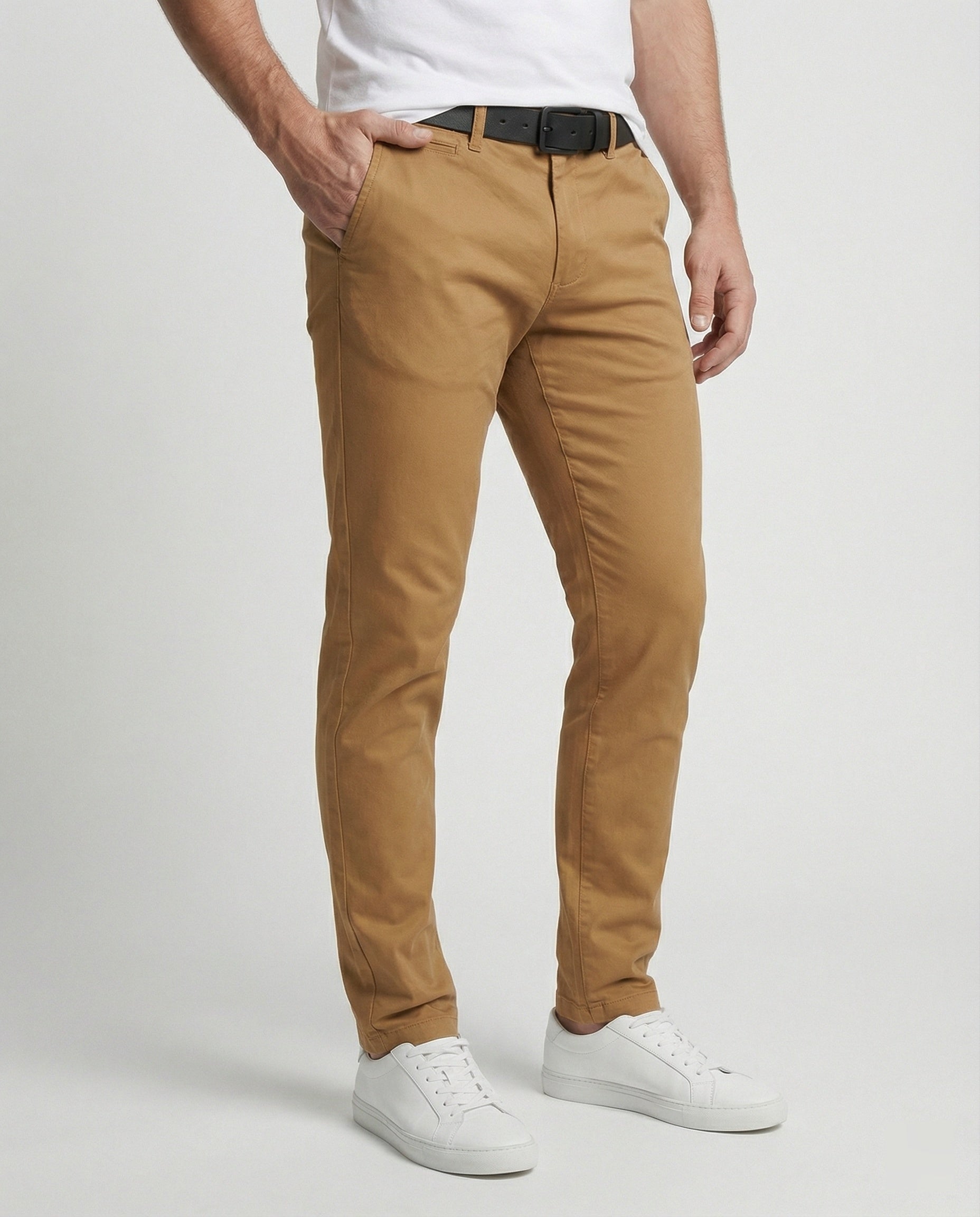 Men's Slim Fit Chino Pants with Elastic Waistband
