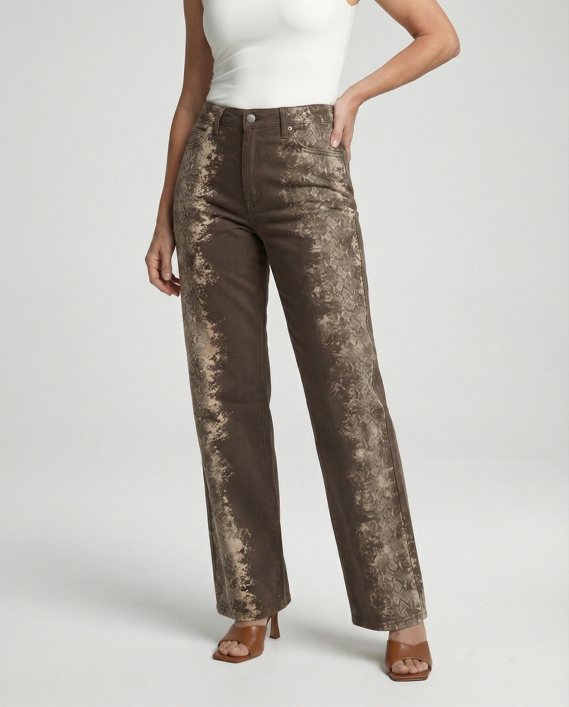 Women's Jeans Loose High Waist Print