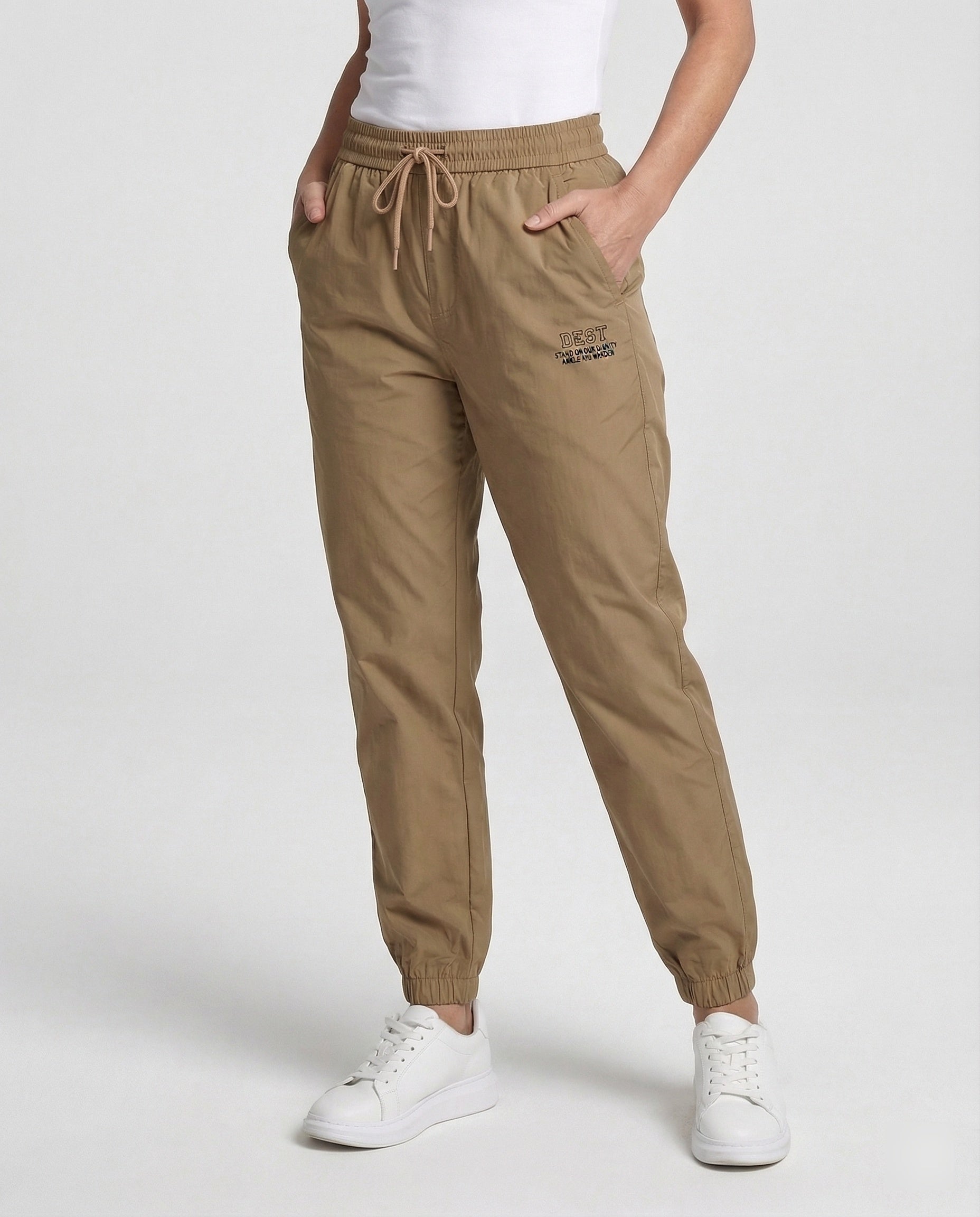 Women's Workwear Pants with Elastic Waist Straight Leg