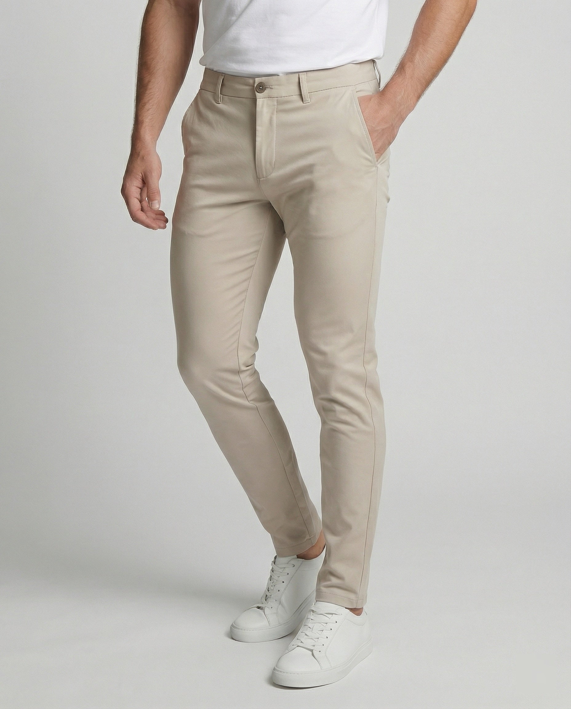 Men's Slim Fit Pants with Elastic Waistband