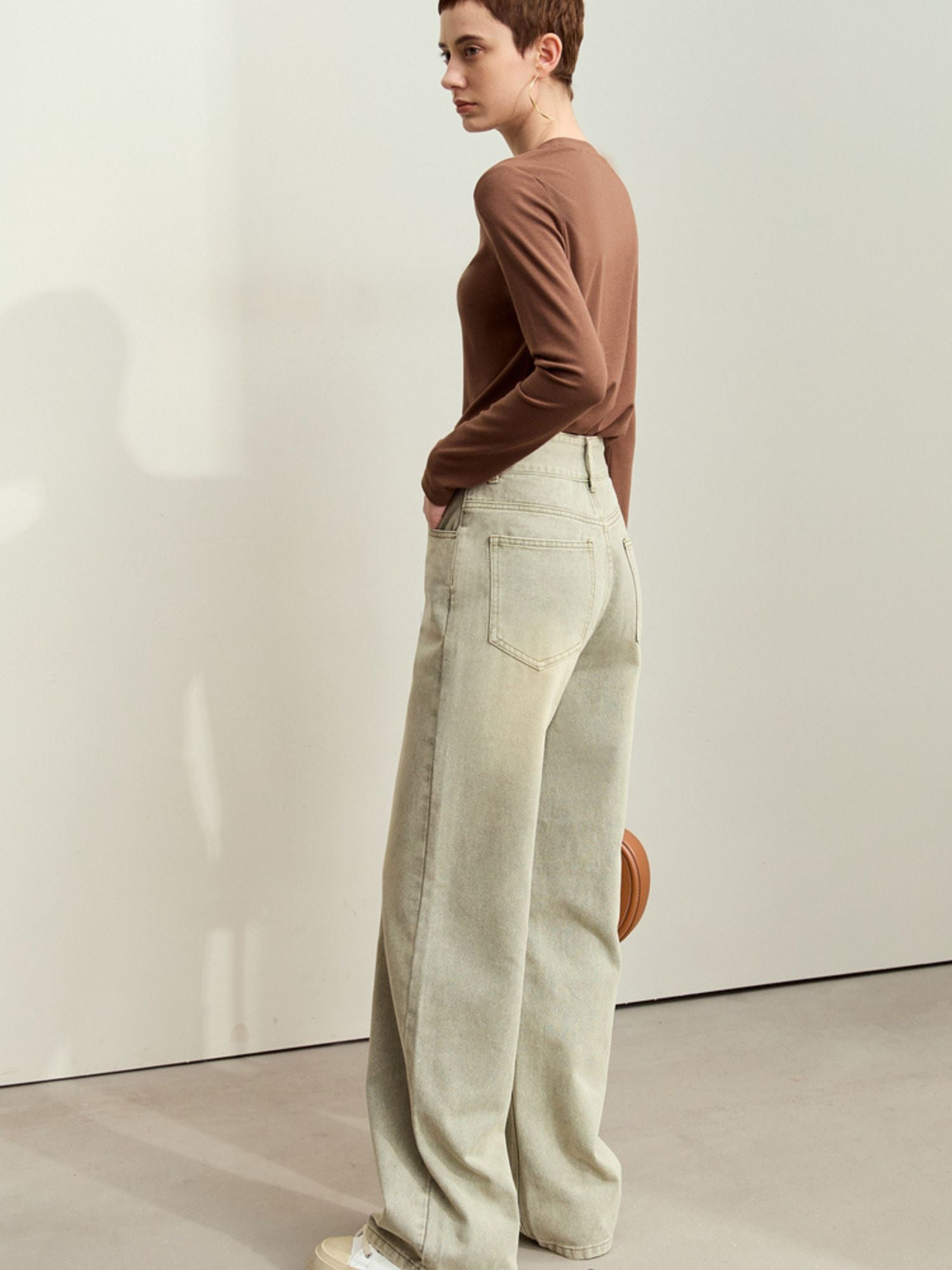 Light Green Wide-Leg Jeans