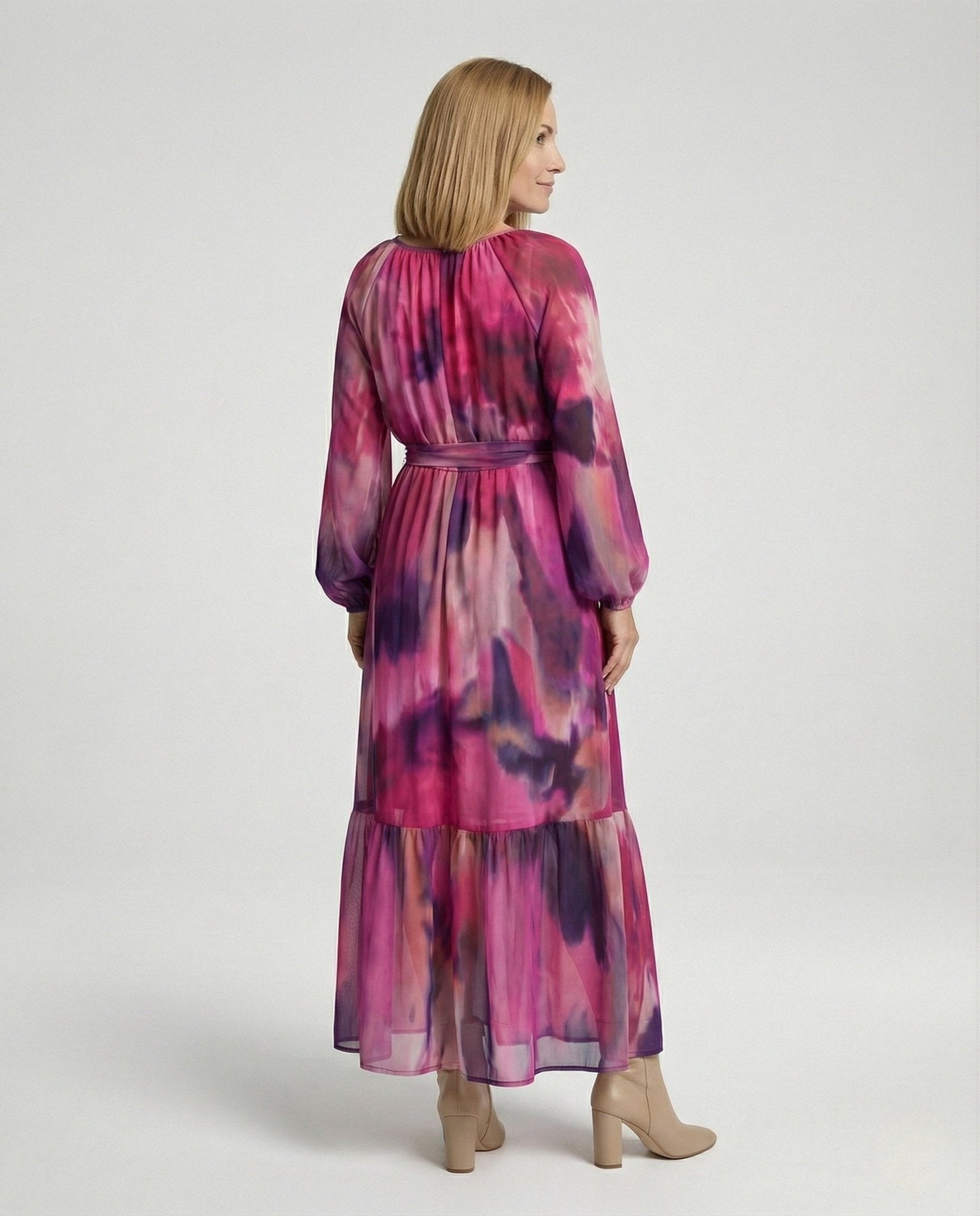 Maxi dress summer women chiffon balloon sleeves - Chichicherry