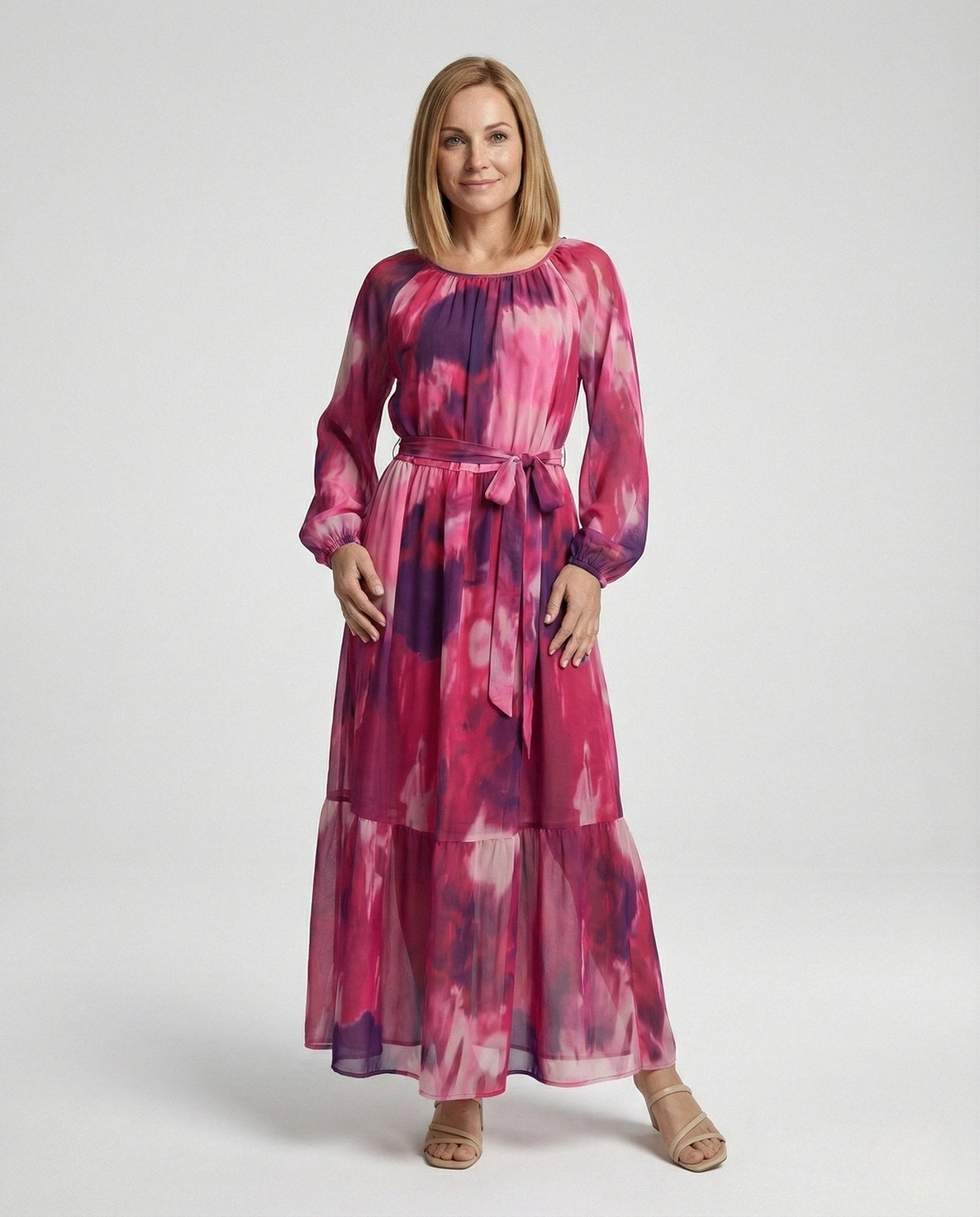 Maxi dress summer women chiffon balloon sleeves - Chichicherry