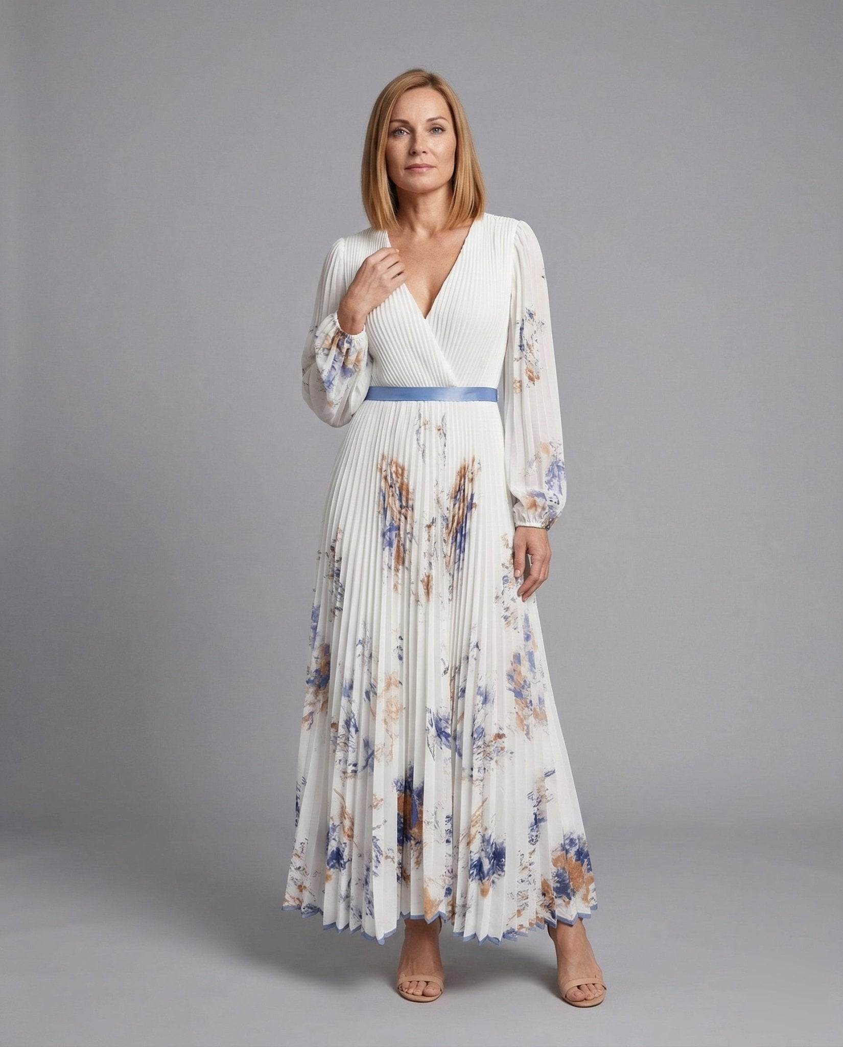 Maxi dress summer women chiffon pleated - Chichicherry