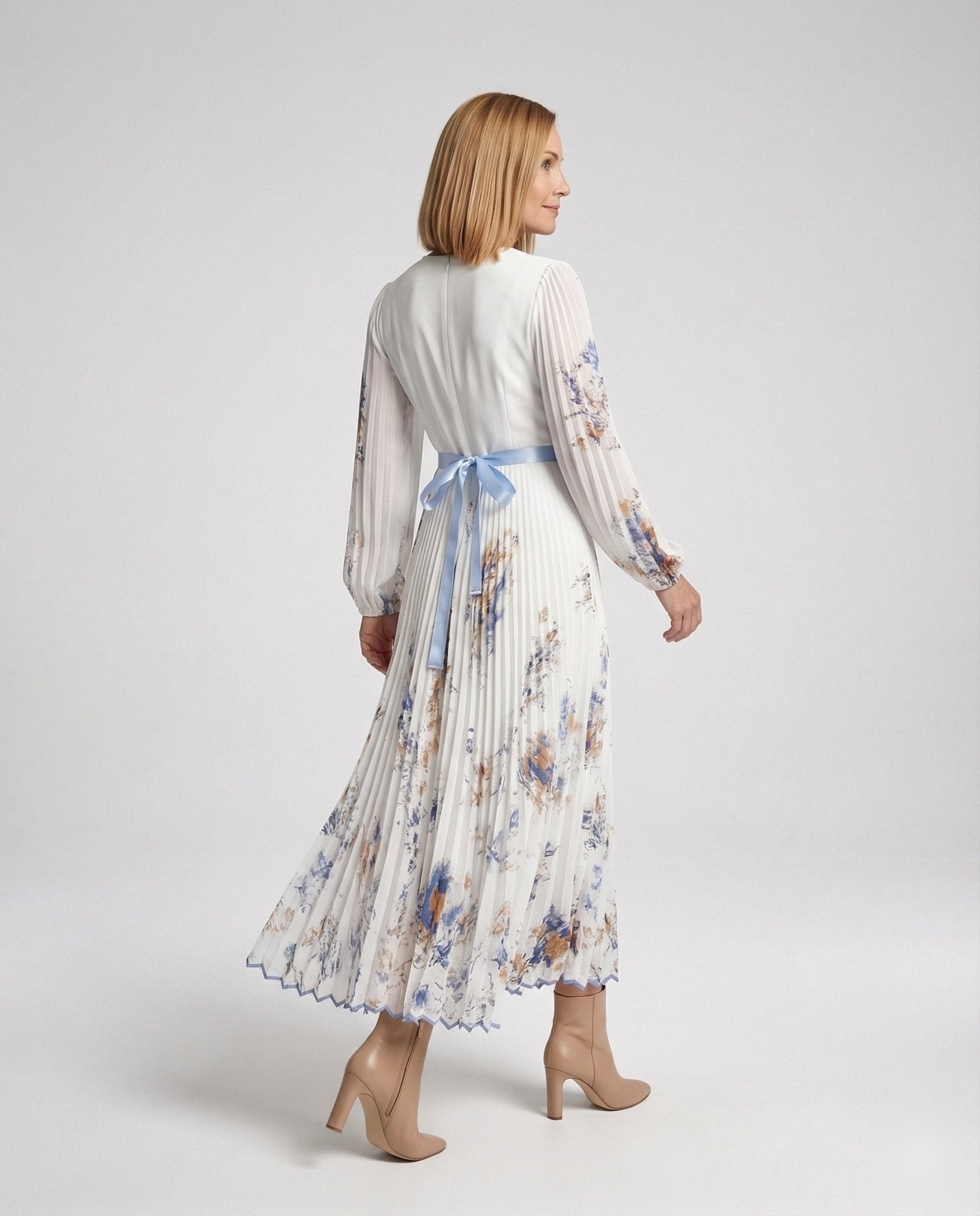Maxi dress summer women chiffon pleated - Chichicherry