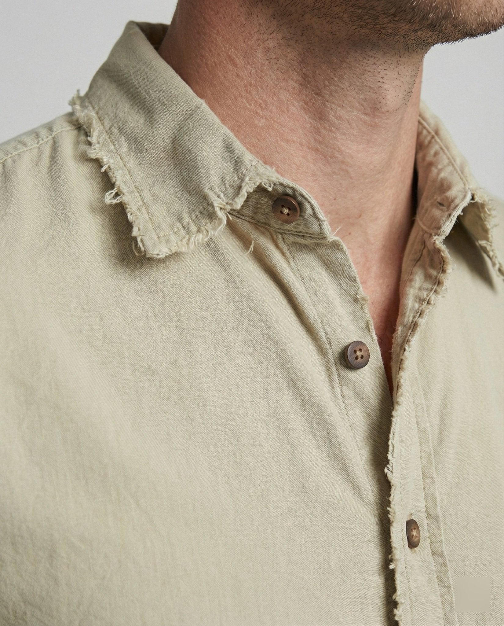 Men's Casual Button-Down Shirt with Asymmetrical Hem - Chichicherry