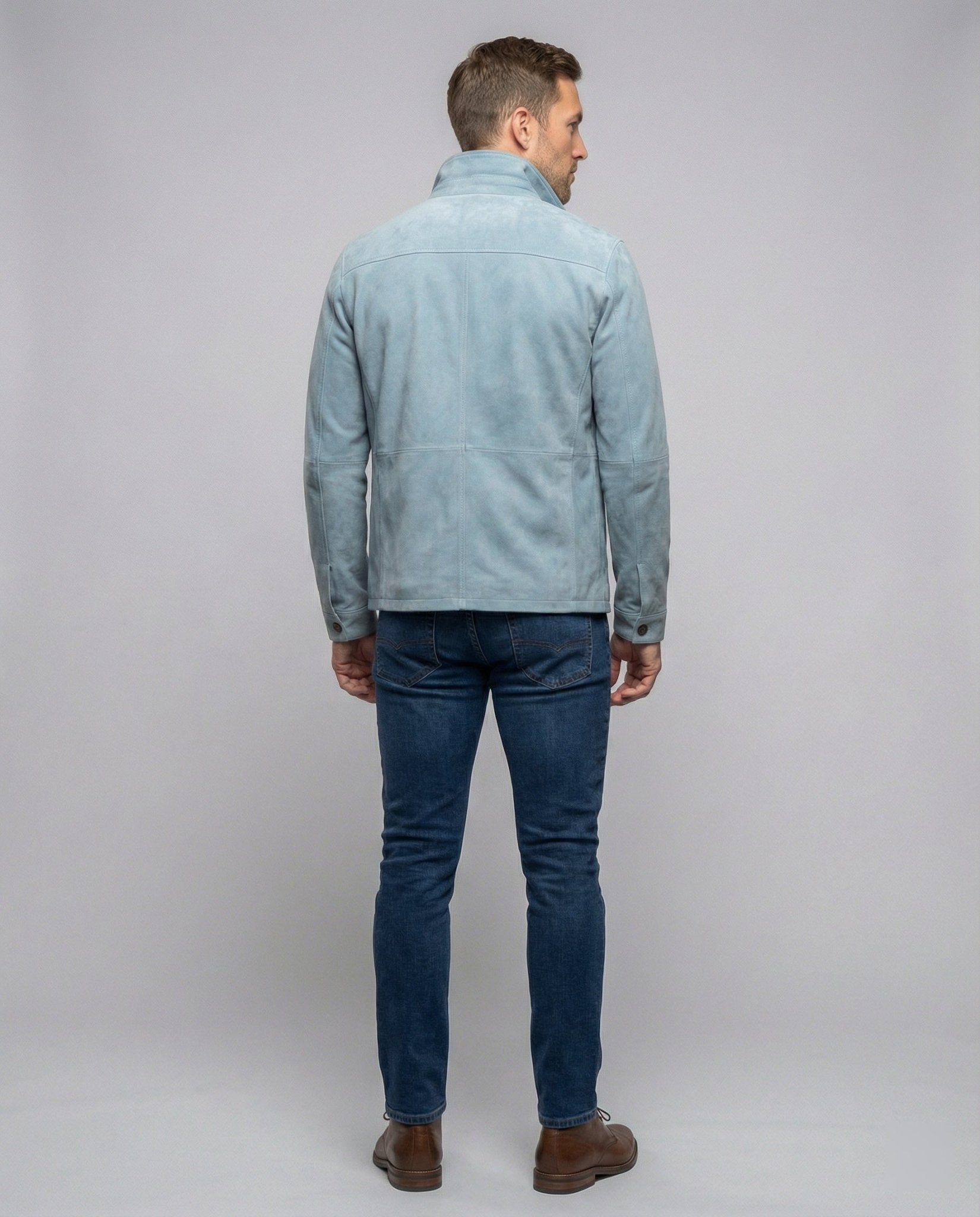 Men's casual suede jacket with practical collar - Chichicherry