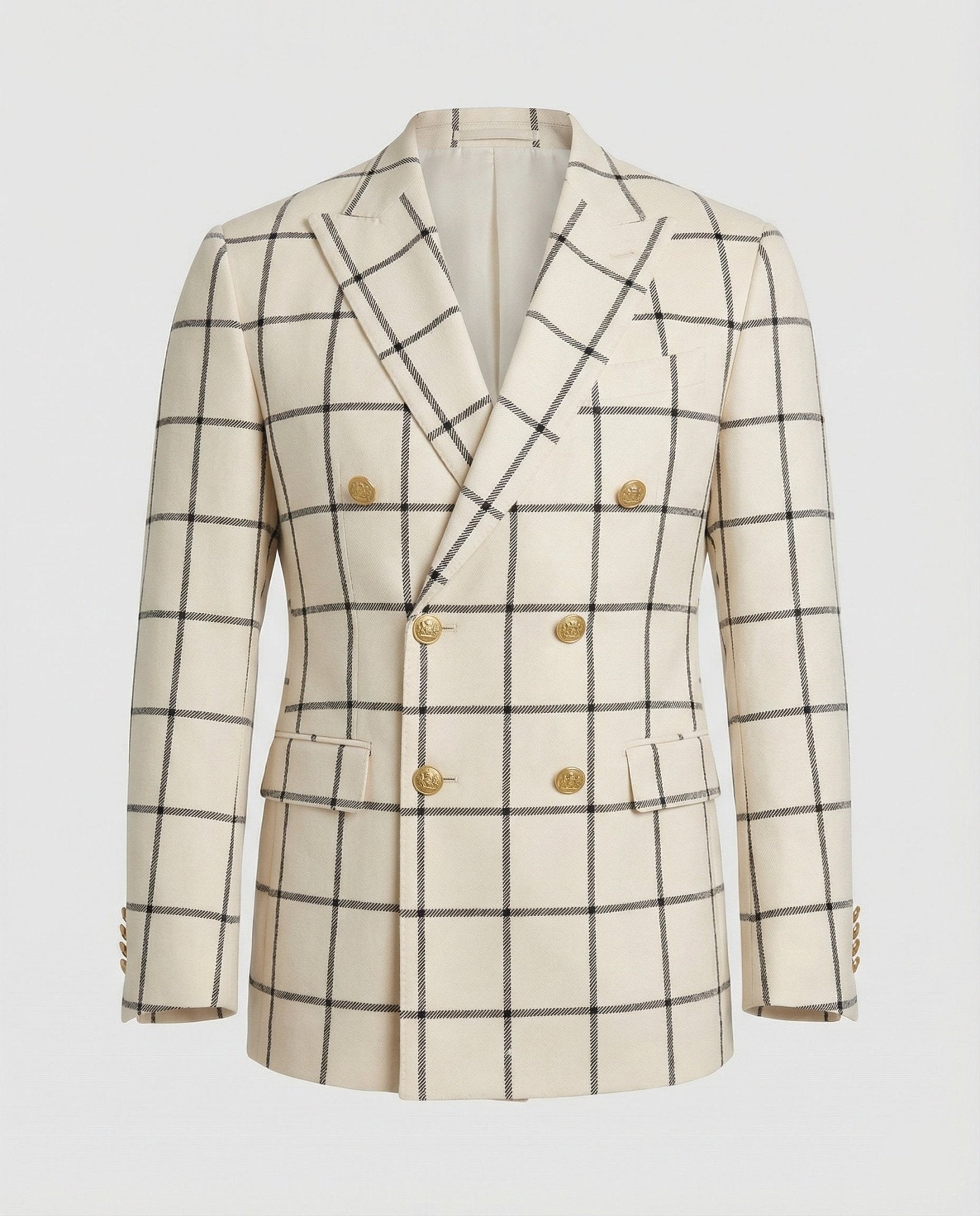 Men's Check Blazer – Men's Blazer with Double-Breasted Button Placket - Chichicherry