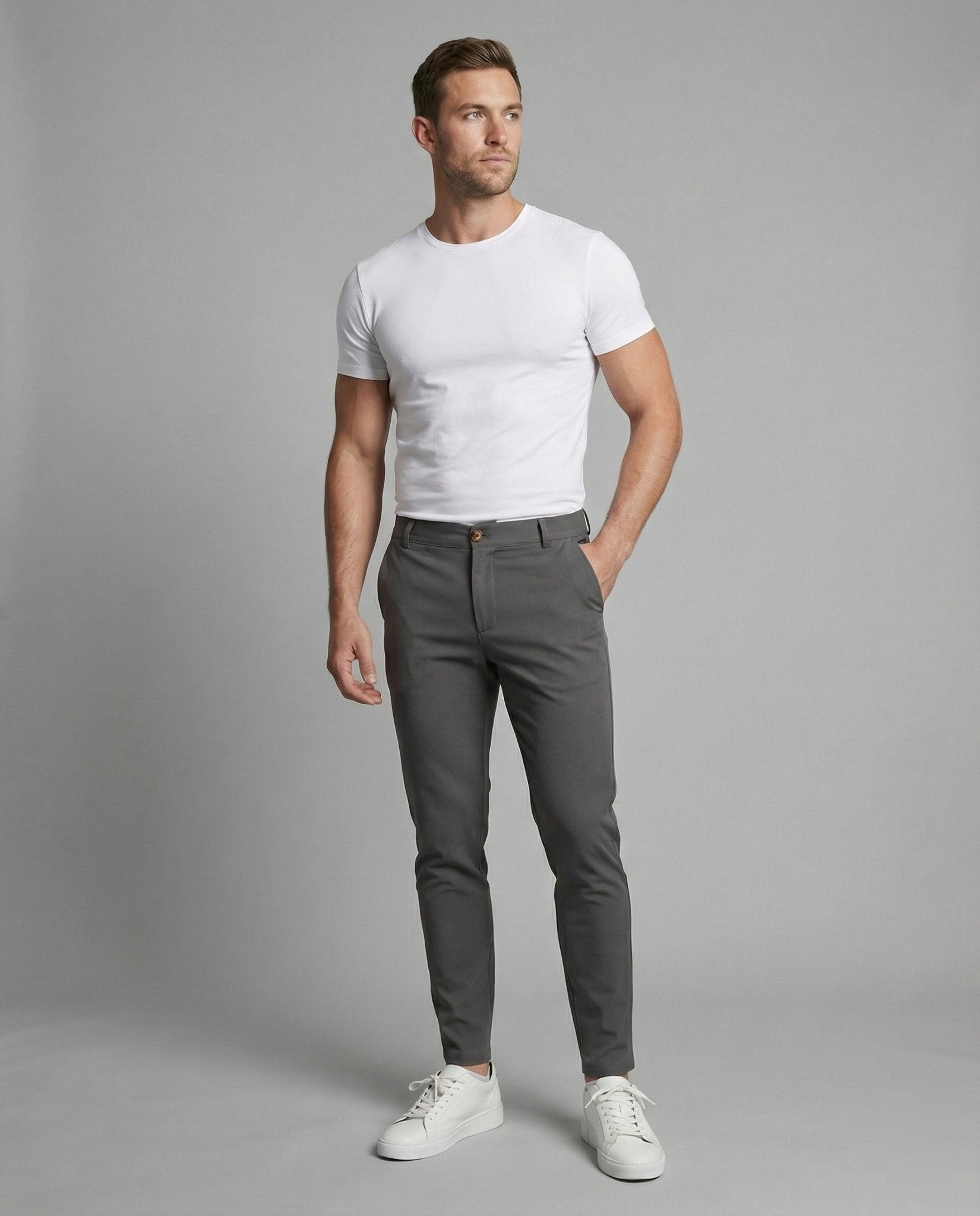 Men's Chino Pants Slim Fit Elastic - Chichicherry