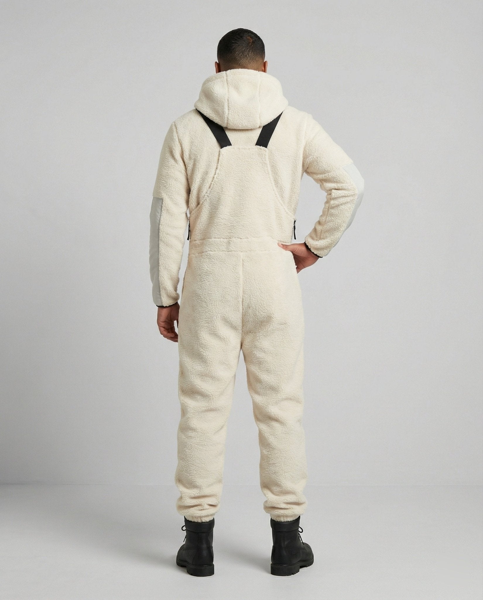 Men's Comfortable Padded Jumpsuit with Hood and Adjustable Straps - Chichicherry