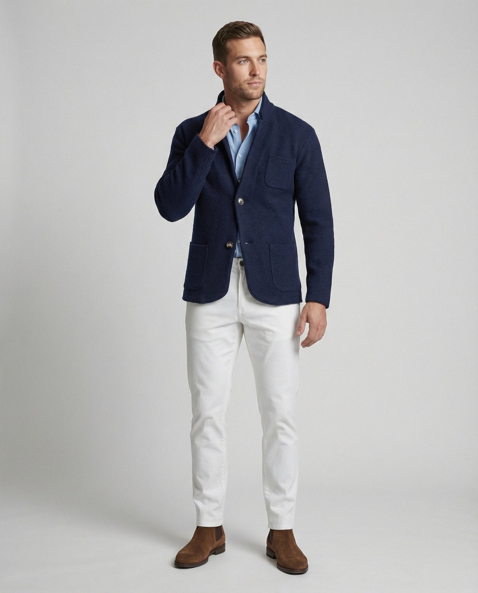 Men's elegant cardigan with practical cut and fashionable details - Chichicherry