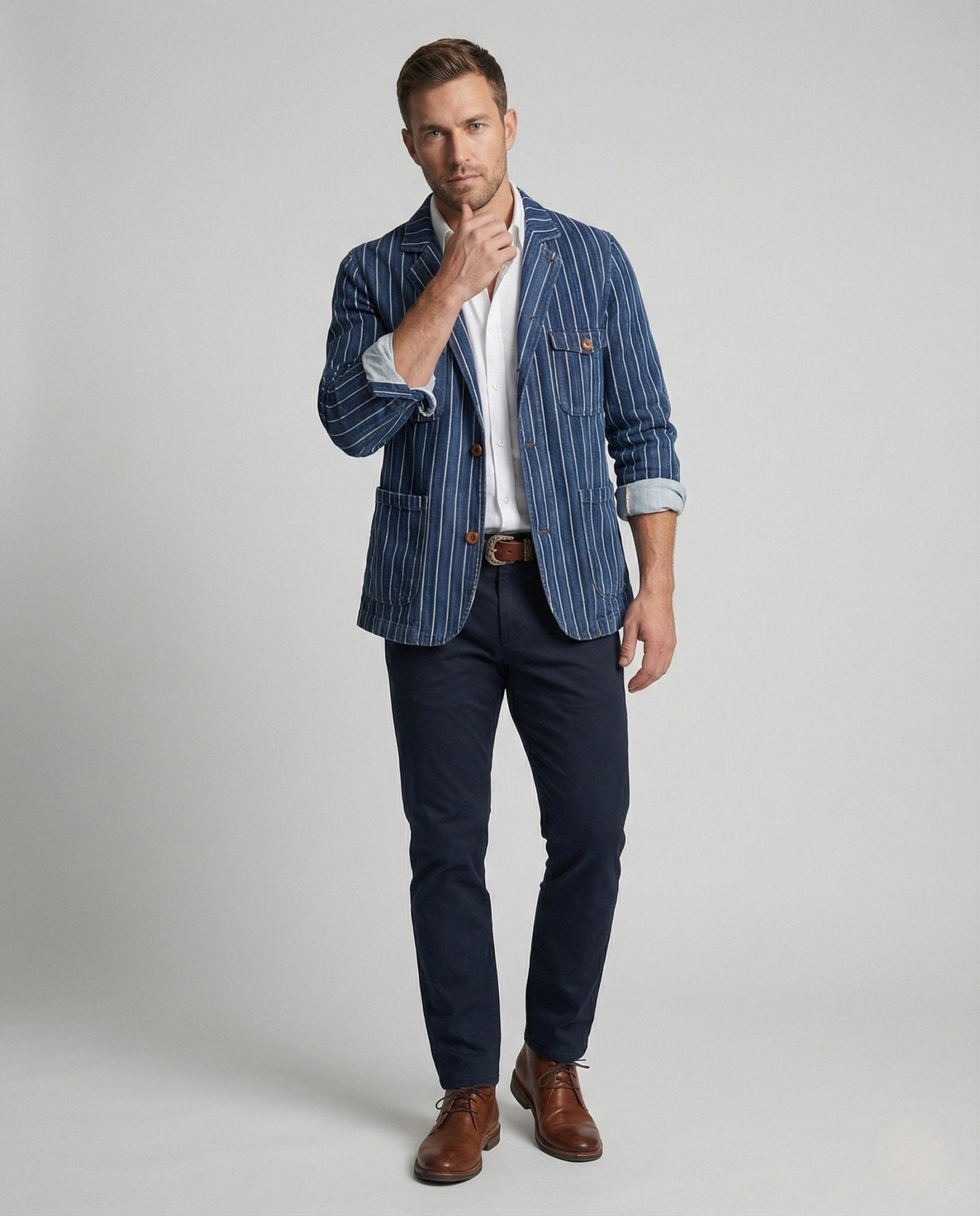 Men's fashionable cardigan with stripes - Chichicherry