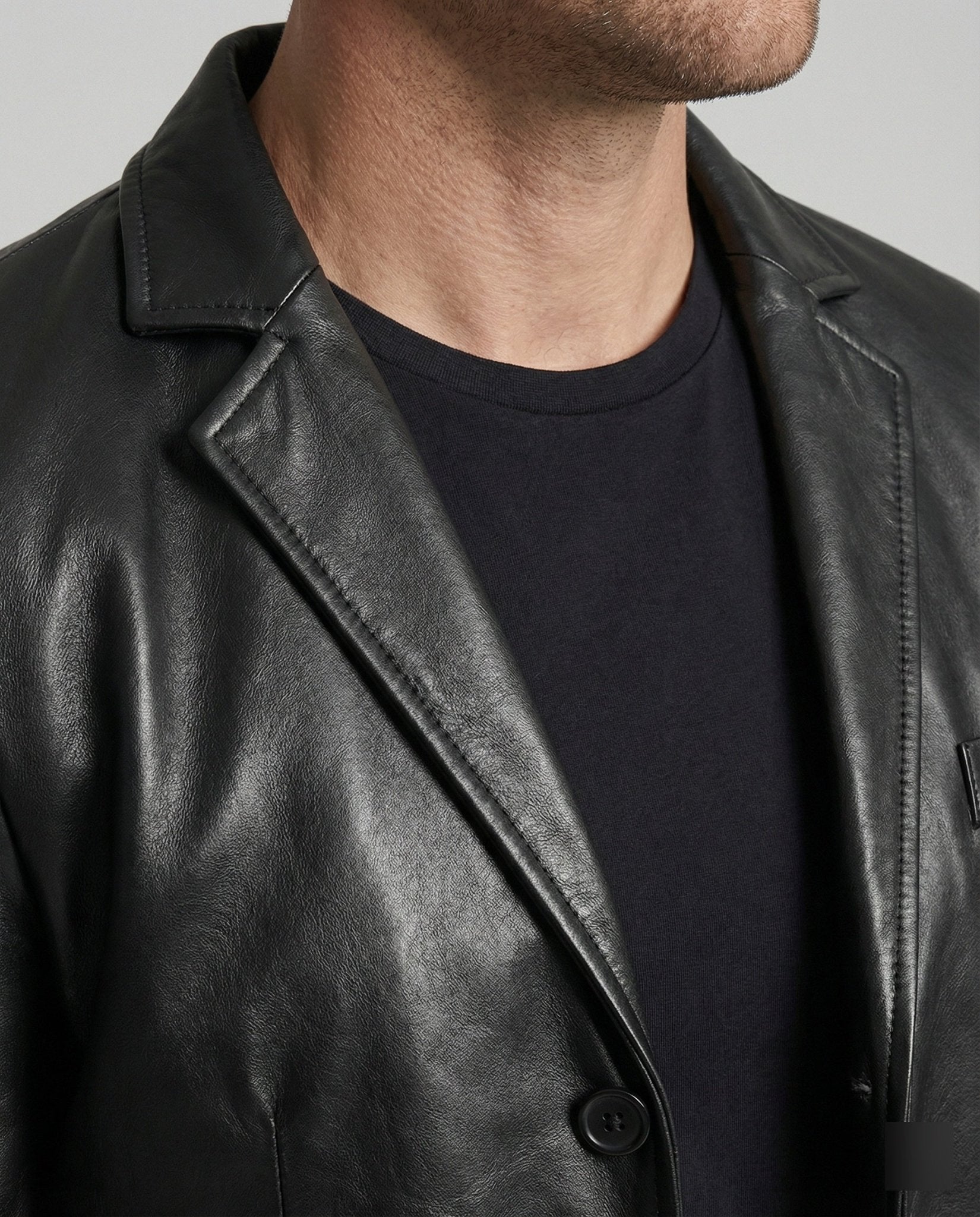 Men's Faux Leather Blazer Modern - Chichicherry