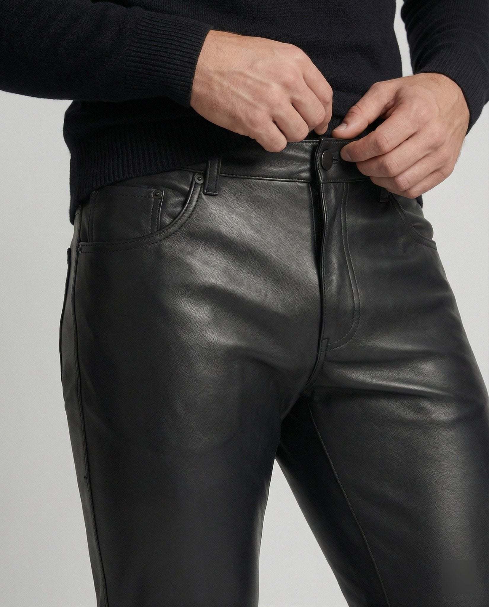 Men's Faux Leather Pants Slim Fit - Chichicherry