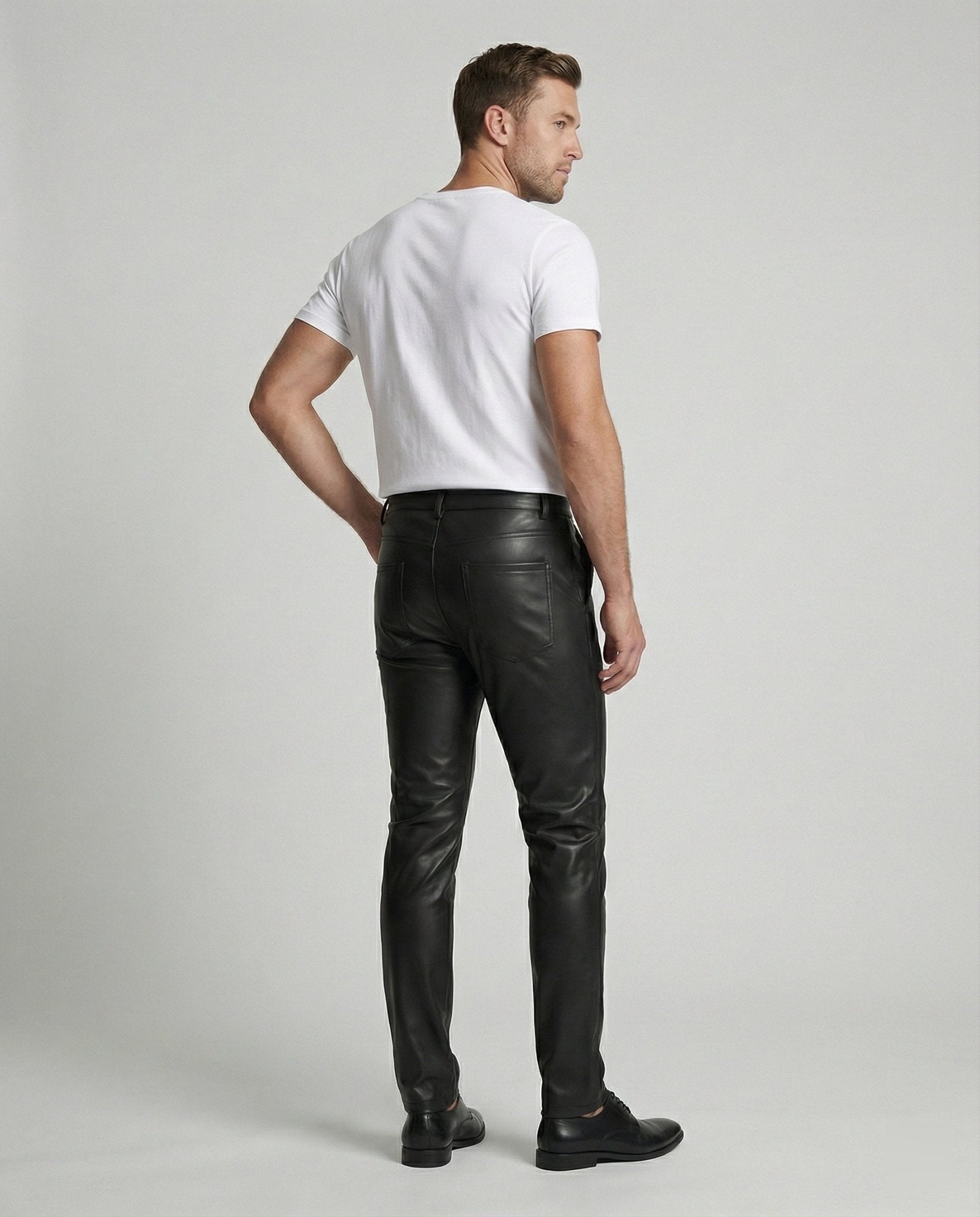Men's Faux Leather Pants Slim Fit - Chichicherry