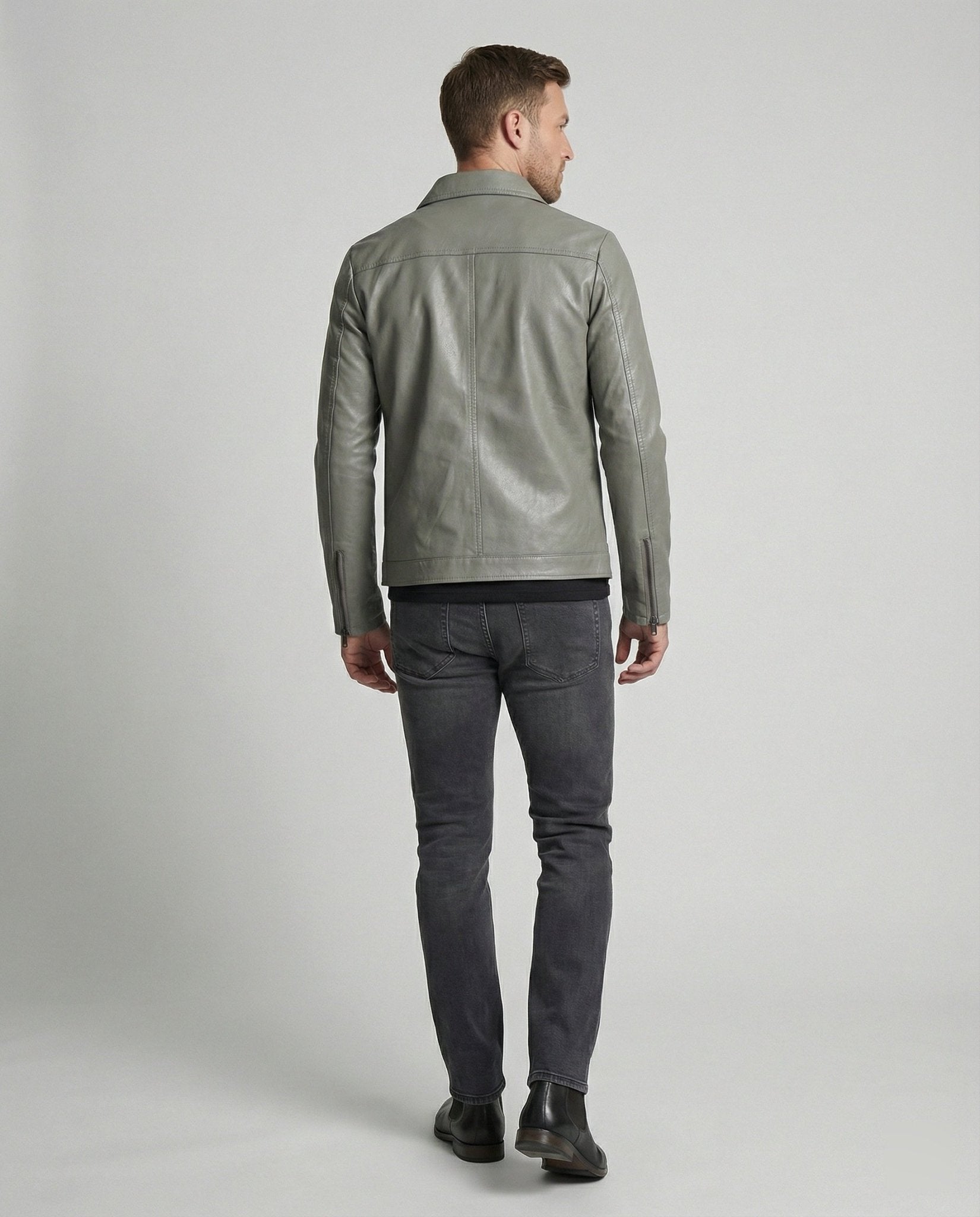 Men's leather jacket fitted - Chichicherry